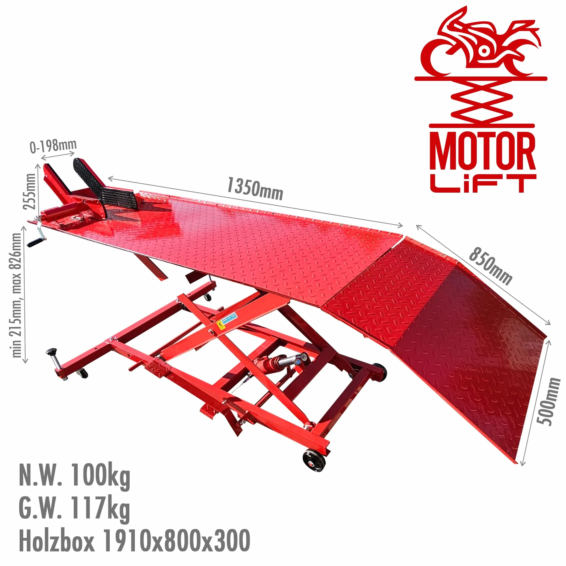 MotorLift450 Rampa di montaggio moto sollevatore idraulico 450 kg