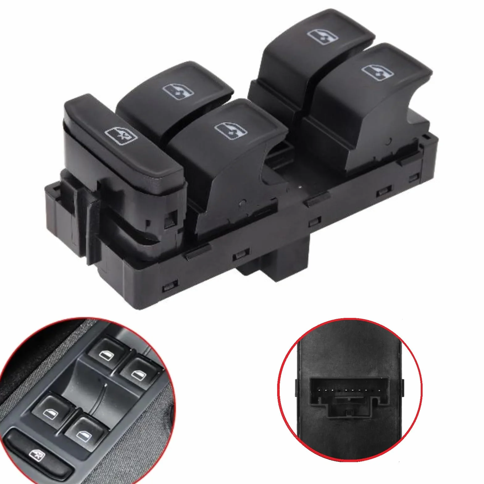 Twowinds - Interruttore Alzacristallo 5G0959857D Compatibile con VW Golf 7 (2014-2018) Passat B8 (2015-) Touran, Seat Leon (2013-2016) - Porta Anteriore Sinistra (lato conducente) Pulsantiera Finestra