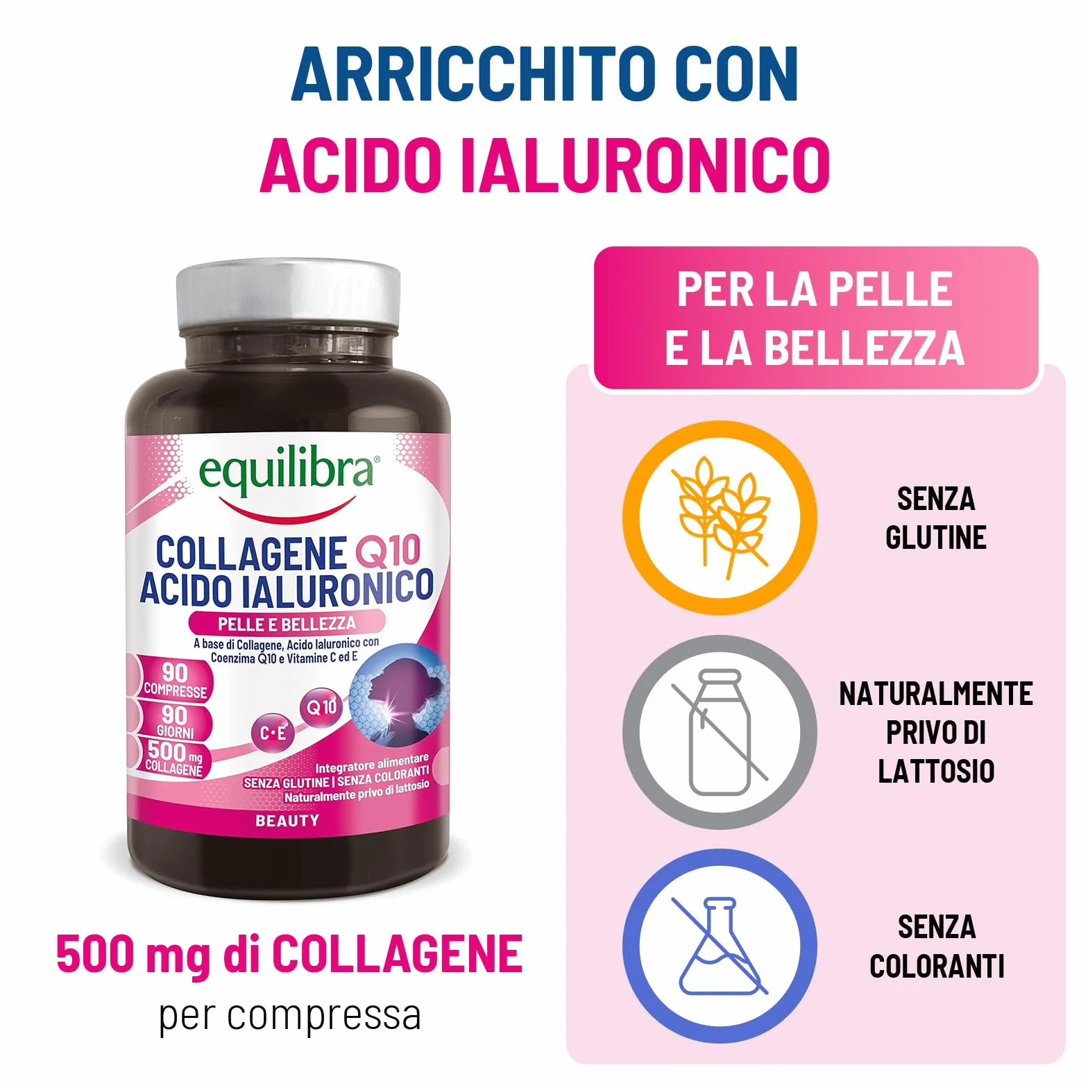 Equilibra Collagene Q10 Acido Ialuronico Integratore Alimentare 2x90 Compresse