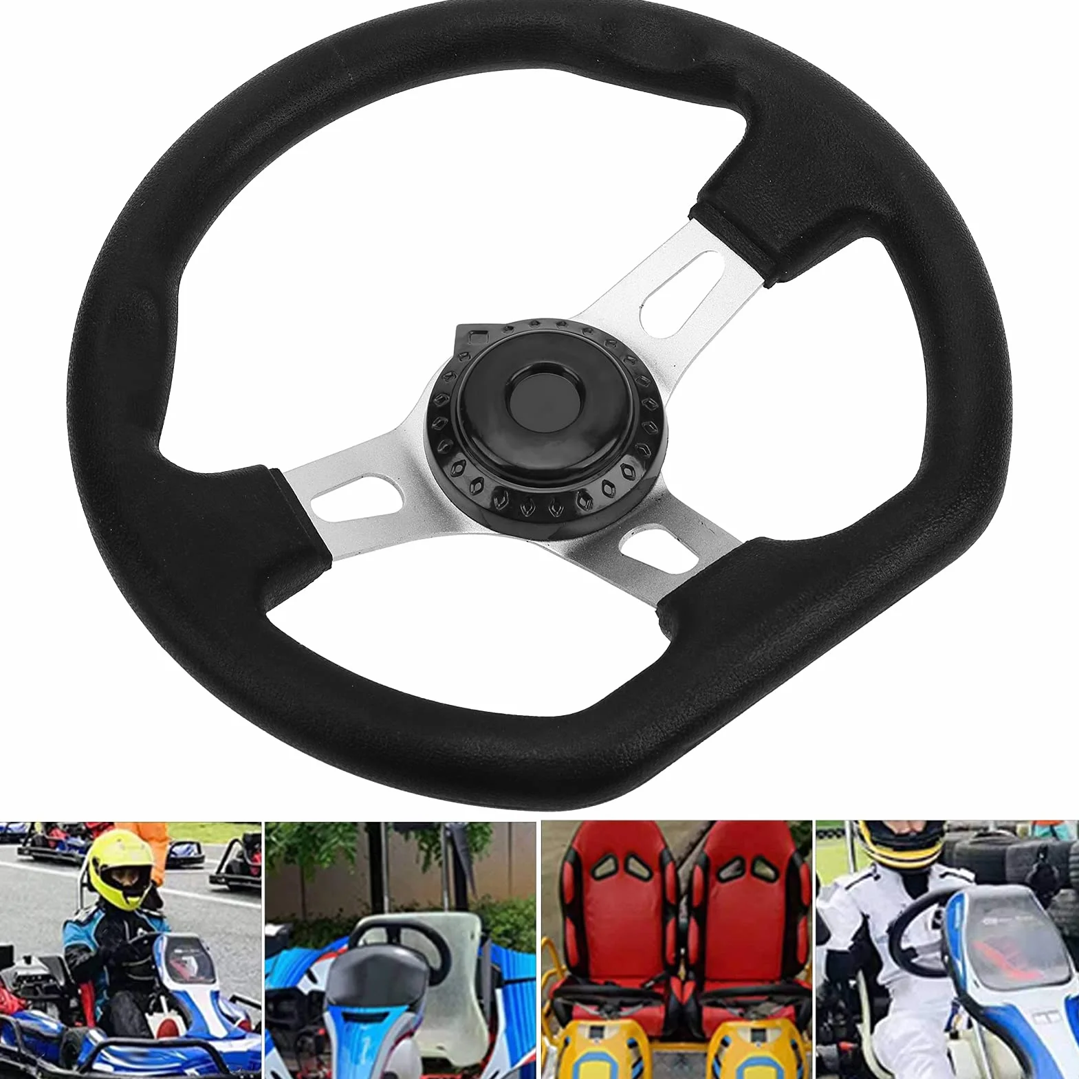 Volante Per Kart, Volante da Corsa Per Kart Volante Per ATV Volante Per Go Kart Volante Per Kart Fuoristrada 270mm Modifica a 3 Raggi Universale Per Motori 150cc250cc