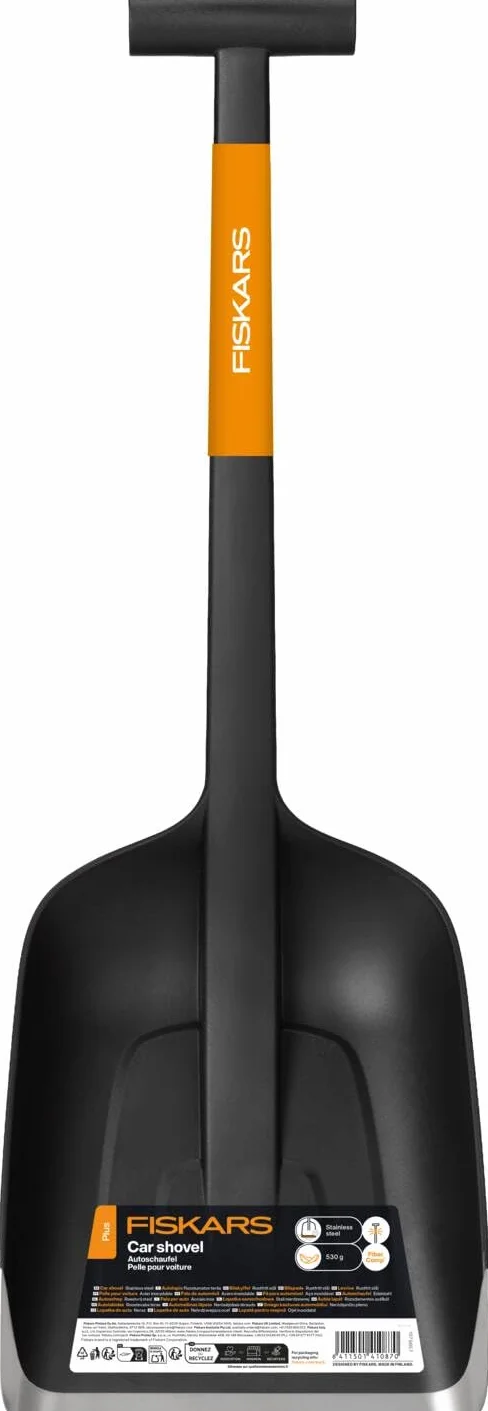 Fiskars Pala da Neve 63 cm Accessorio per Automobile Impugnatura a T Bordo in Acciaio Inox