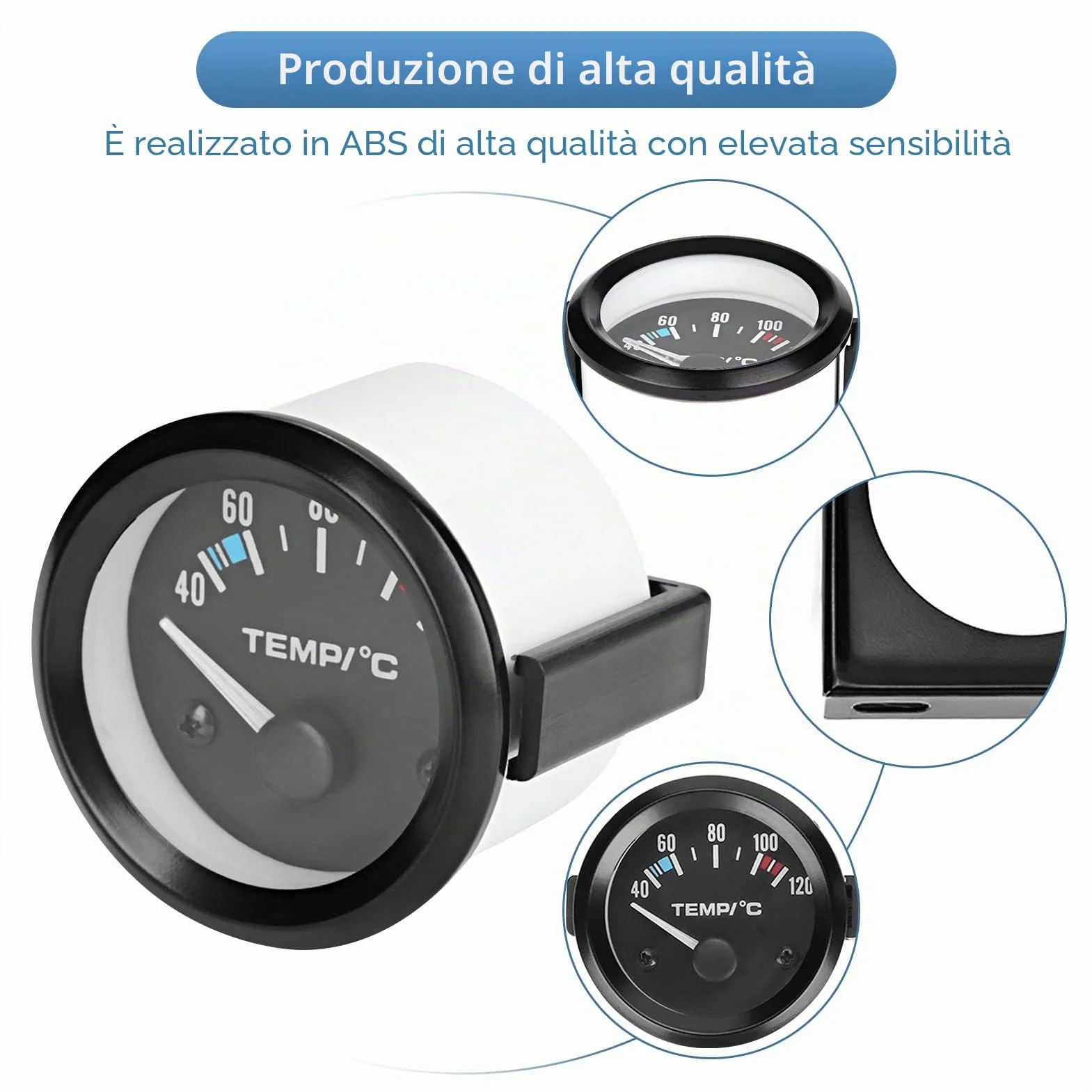 Manometro Temperatura Acqua Digitale con Sensore per Auto