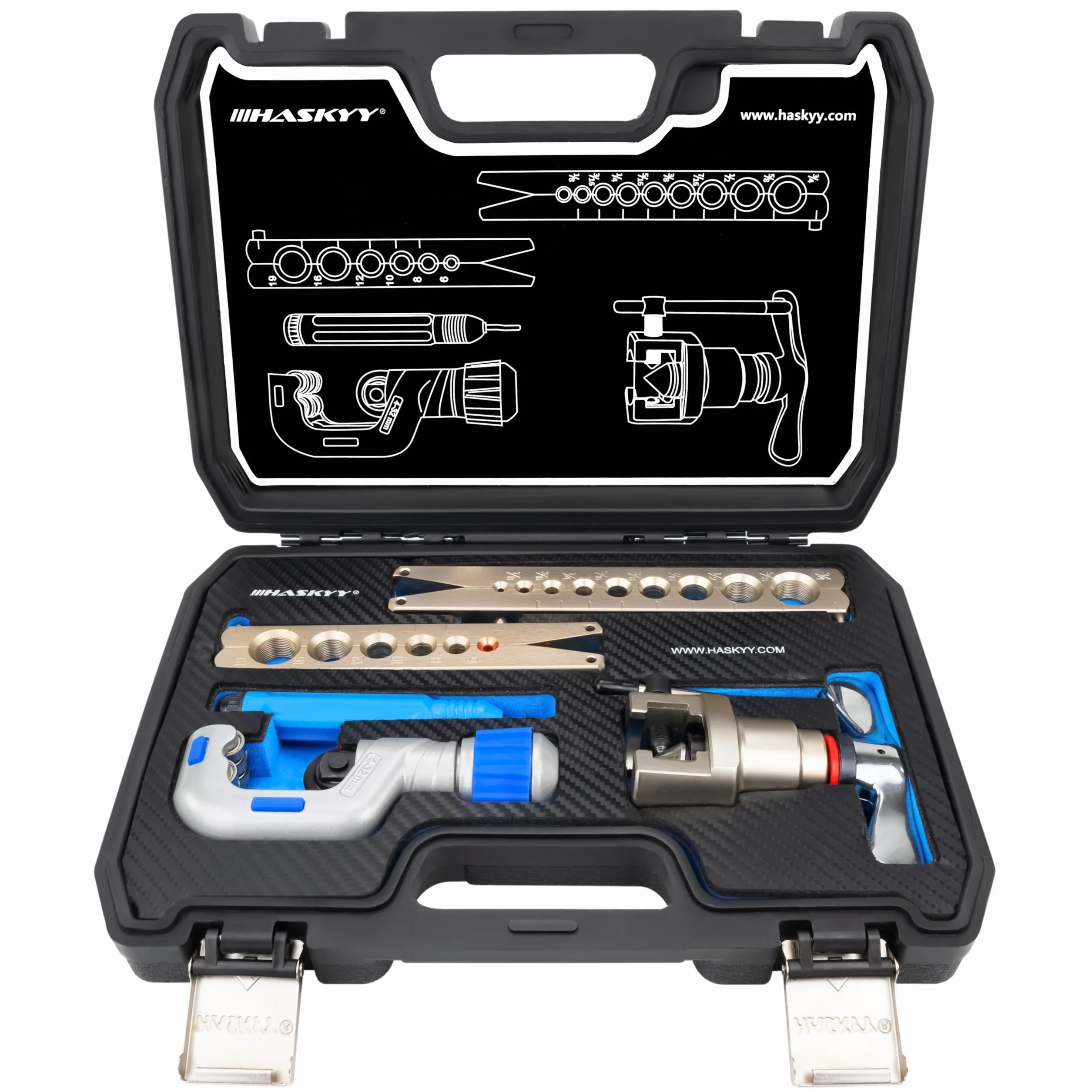 HASKYY Strumento di svasatura 5-19mm 1/8"-3/4" oscillante Aria condizionata R407c R410a con Tagliatubi