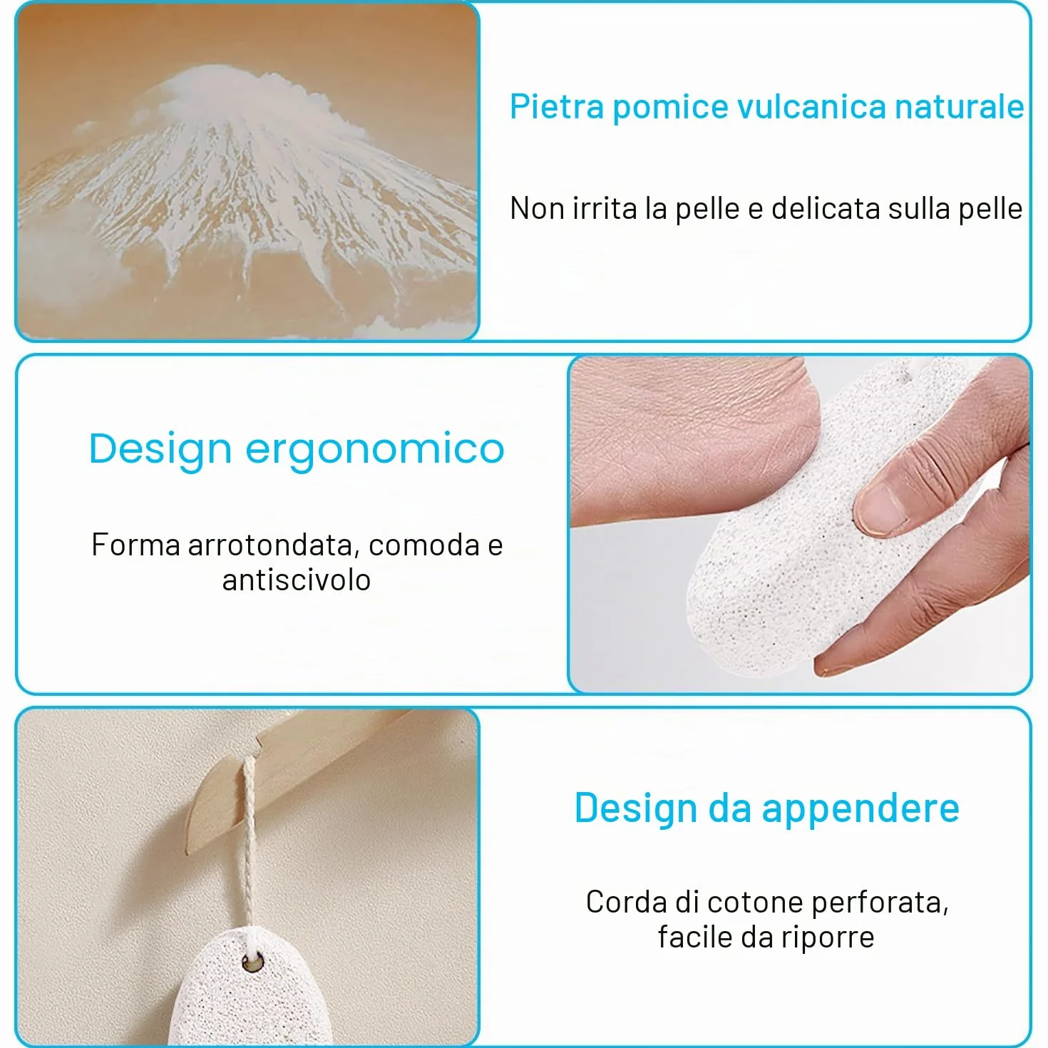 Pietra Pomice Naturale per Piedi e Mani, Lava Pedicure Tools Rimozione Callo Pelle Dura