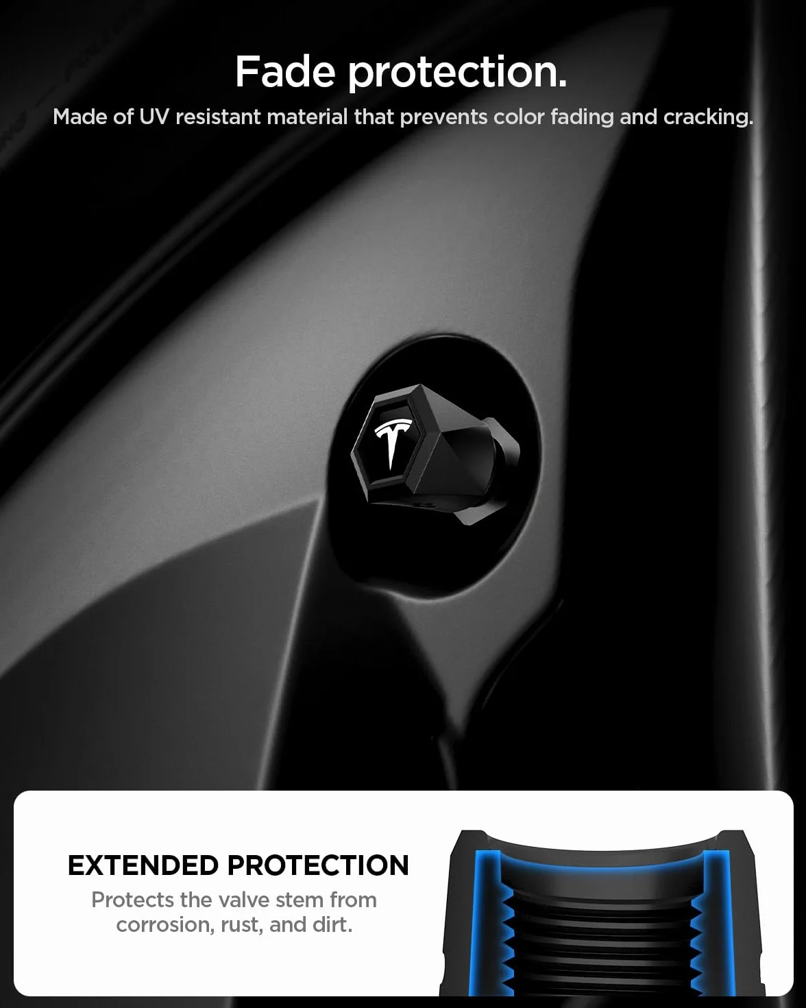 Spigen Set da 4 Tappi per Valvole Pneumatici Magnetici per Tesla Model 3/Y/X/S con TPU, Antigraffio, Coprivalvole Aria Progettati per Accessori Tesla - Argento