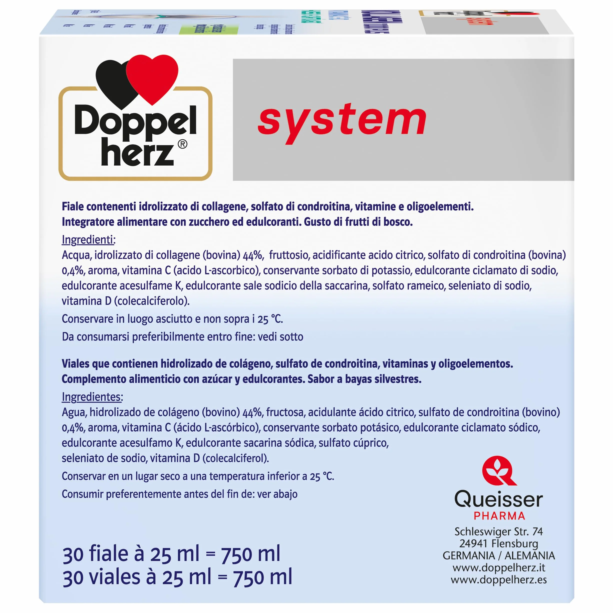 Doppelherz system KOLLAGEN 11000 PLUS Integratore Alimentare Collagene 30 Fiale