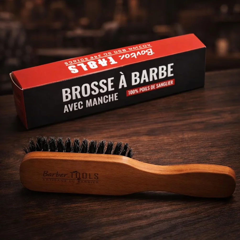 Spazzola per barba e baffi setole di cinghiale con manico 18,5x3,6x2,8cm