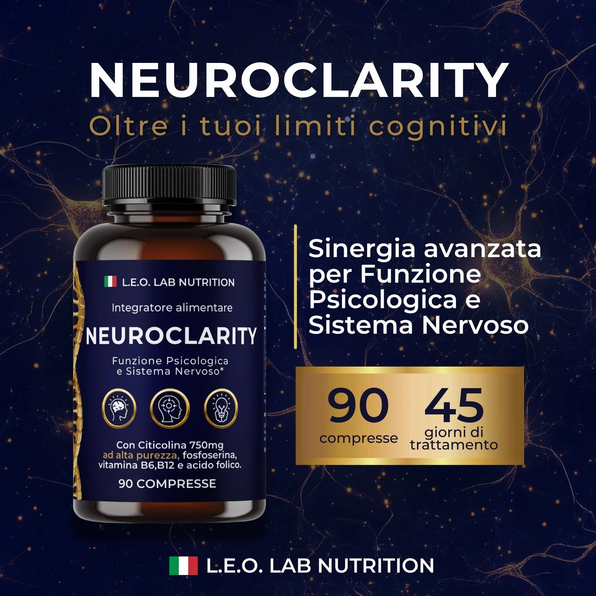Citicolina 90Cpr 750mg Colina Fosfoserina Vitamine B Acido Folico Metabolismo Energetico Cerebrale