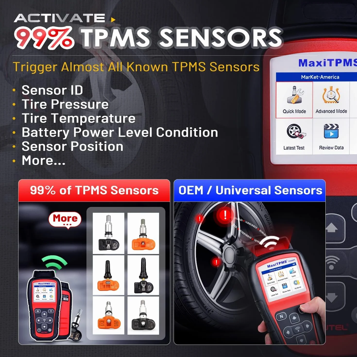 Autel MaxiTPMS TS508WF: 2026 Aggiorna Wi-Fi per TS508 TS501 PRO TS408S, Strumento Programmazione TPMS, Attivazione Tutti Sensori, Program Sensore MX, Ripristino TPMS, Lettura/Cancellazi Codice TPMS