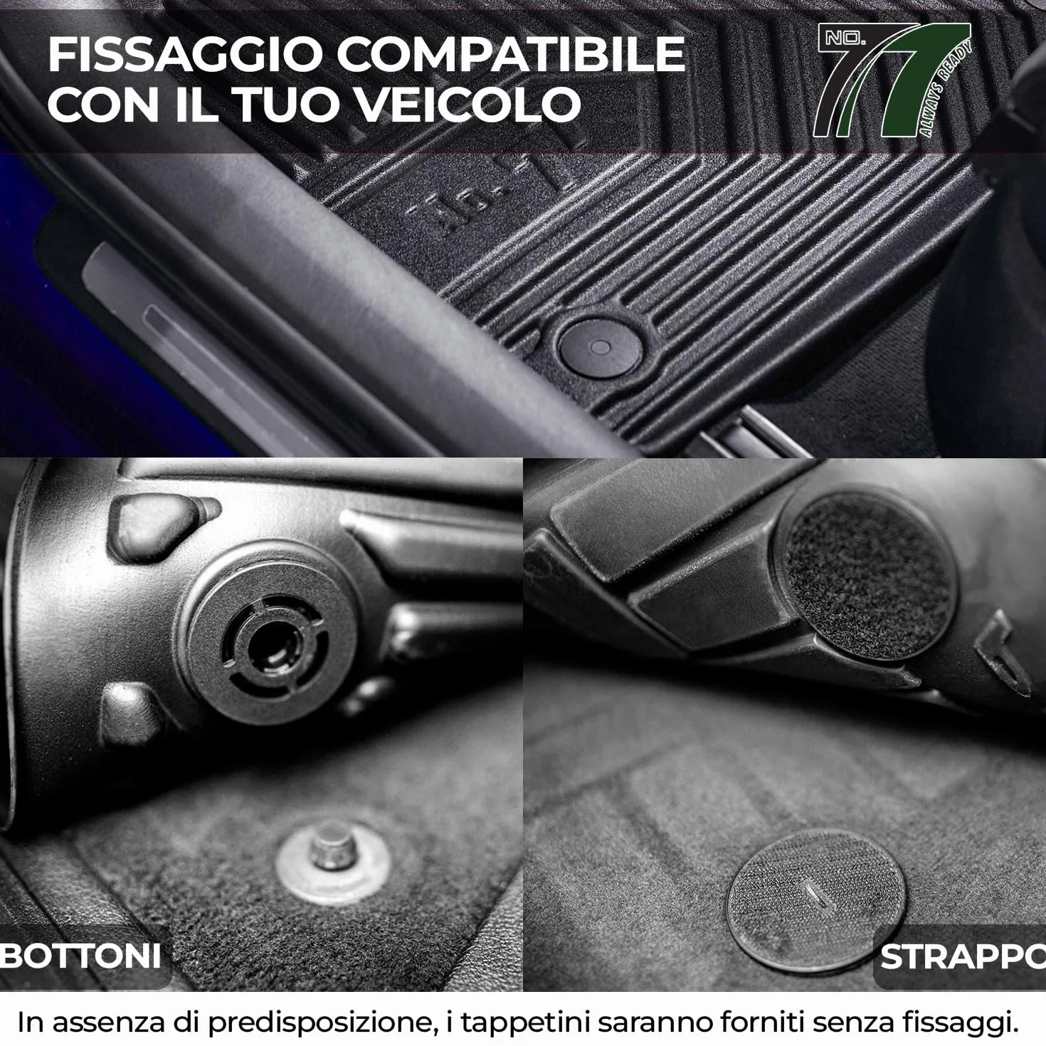 IMJ-Global Tappetini Auto Gomma No. 77 su Misura Compatibili con Jaecoo J7 dal 2025 in poi non compatibile con versione PHEV, Set Completo di Tappeti Auto TPE per Migliorare Look e Sportività