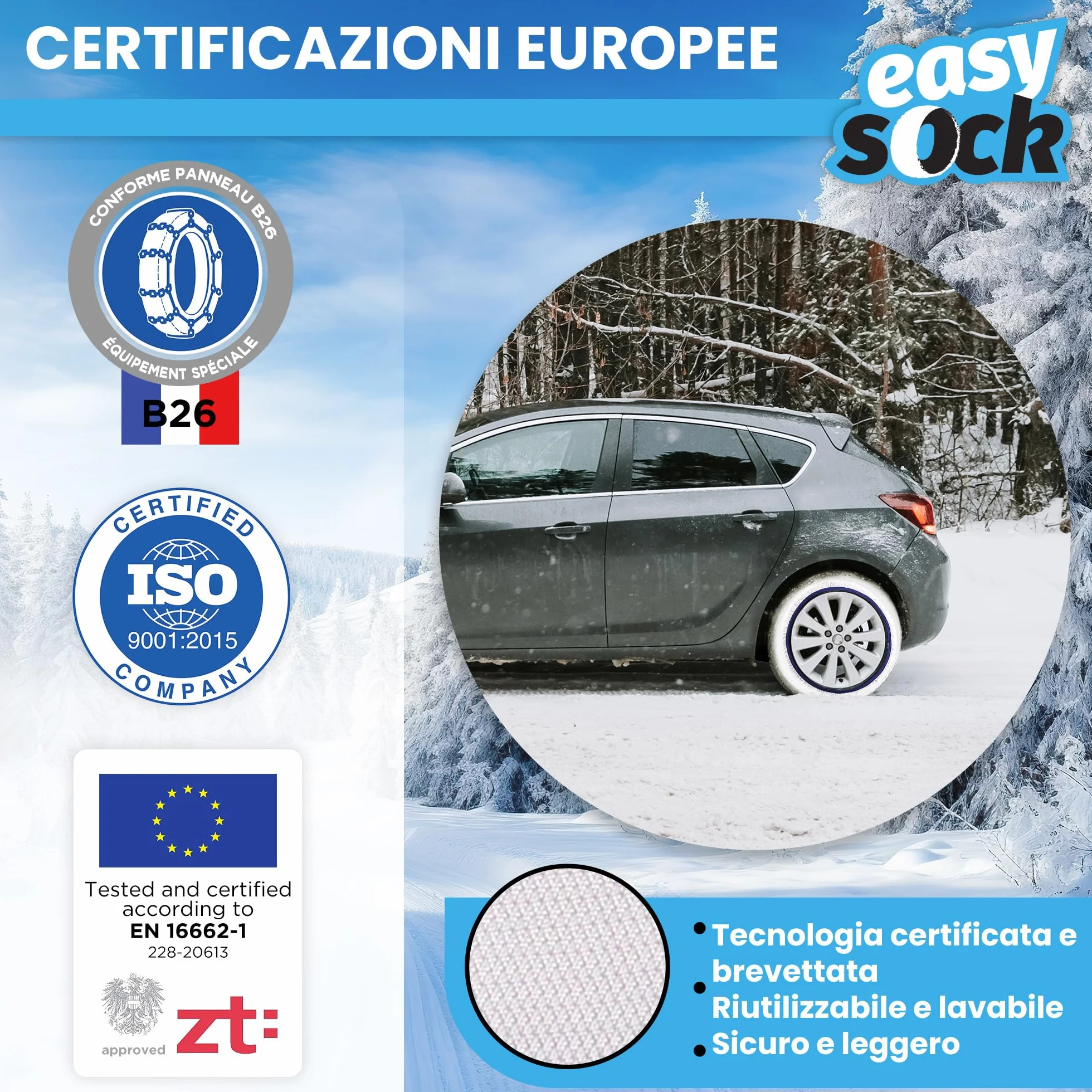 Catene da Neve in Tessuto L Set di 2 CAD8015