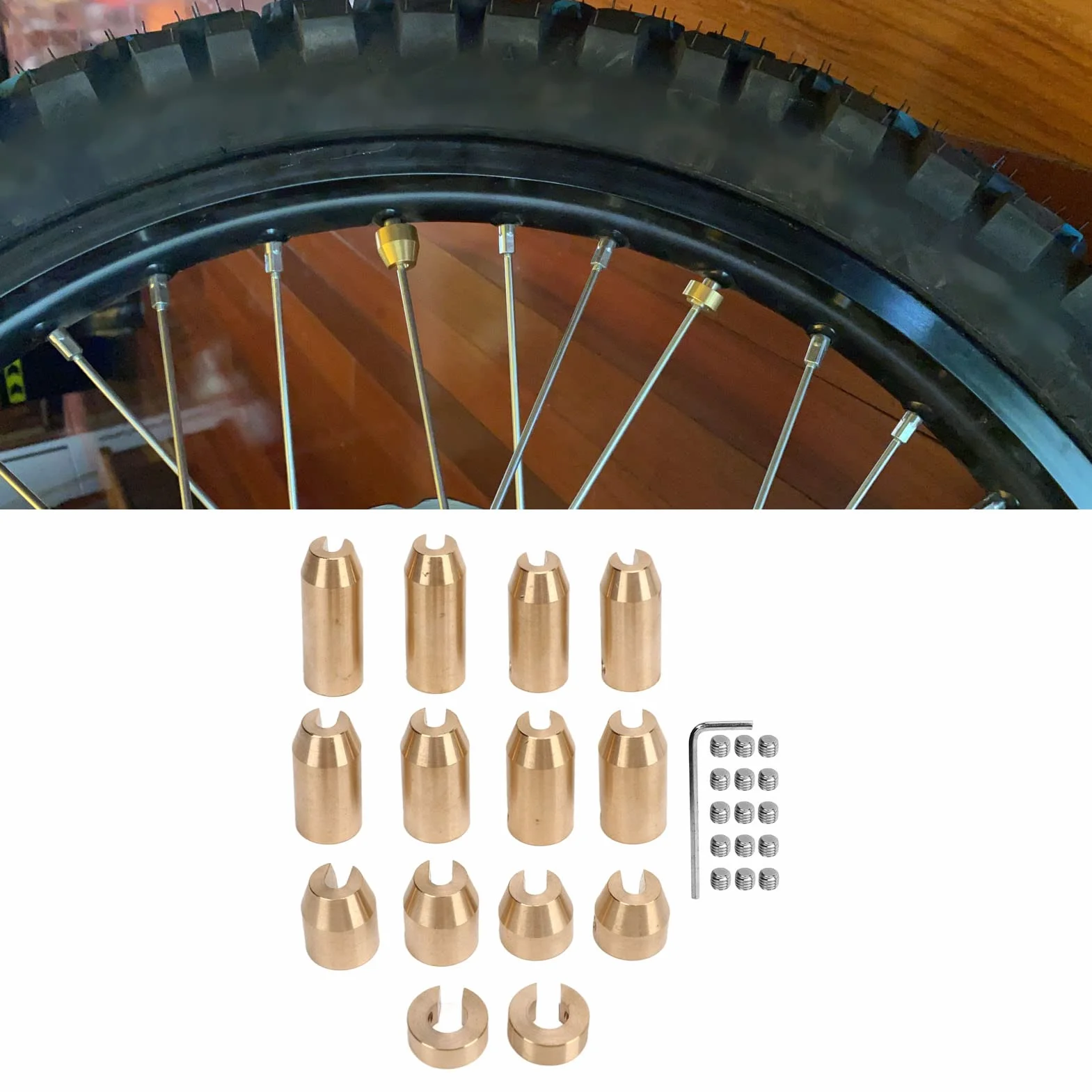 Pesi per Ruote a Raggi per Moto, KIMISS Equilibrio per Raggi Ruota in Ottone Resistente All'usura Pesi per Bilanciamento a Raggi Ruota Kit di Ricarica per Super Moto Dual Sport (14 pezzi)