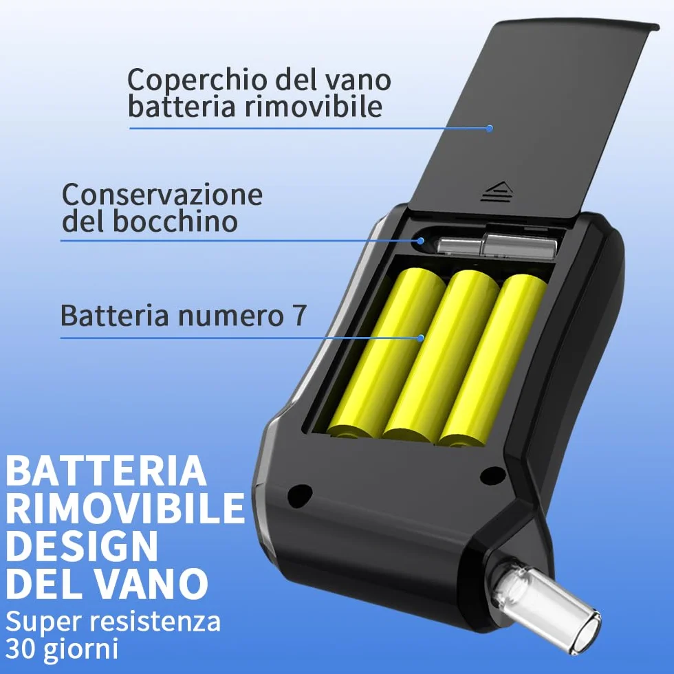Etilometro Portatile Certificato,Etilometro Professionale con Display Digitale LCD e Chip ad Alta Sensibilità,Precisione di Grado,Alcool Test Portatile per Uso Domestico e Professionale con 20 Beccucc