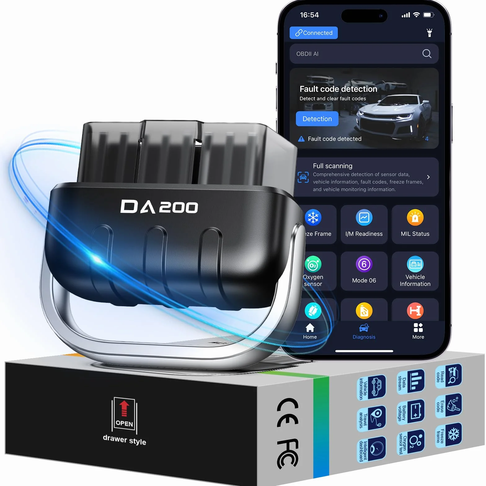 Profesjonalny Autodiagnostyczny OBD2 Bluetooth z Raportem PDF, Kompatybilny z iOS i Android