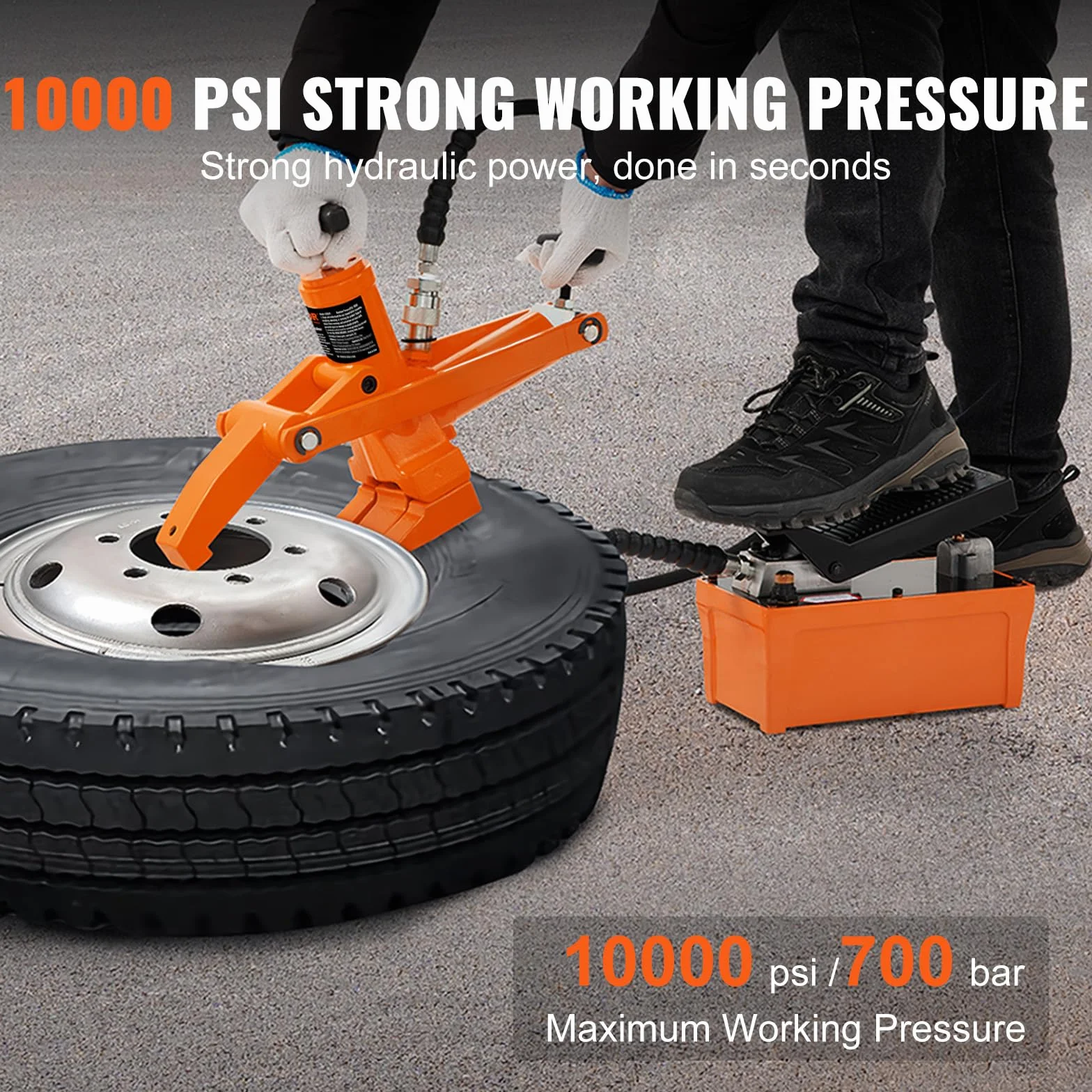 VEVOR Stallonatore Idraulico 1000 PSI Pompa a Pedale in Metallo Acciaio per Pneumatici Trattori Camion