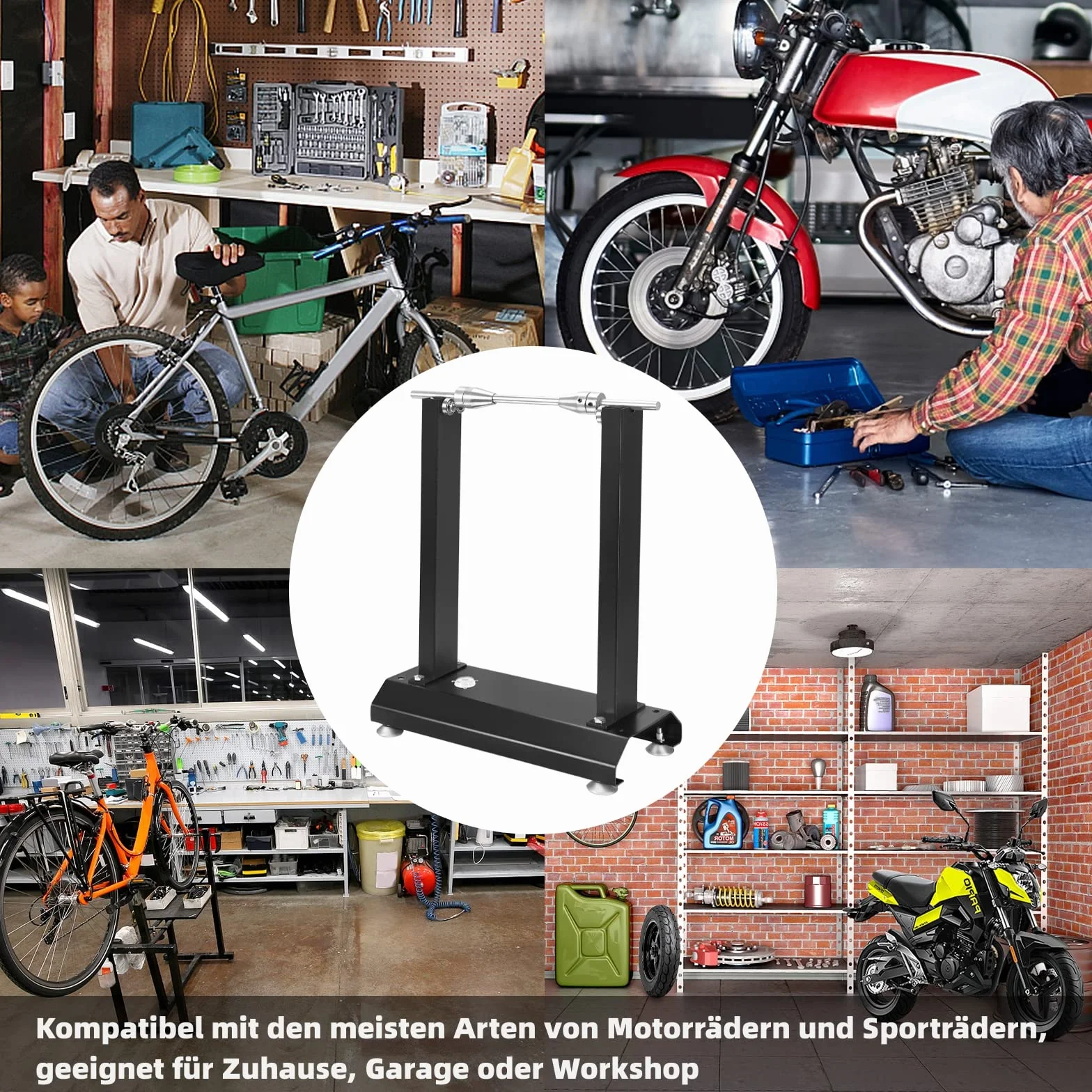 Aufun Motorcycle Bilancing Machine, bilanciamento del Bordo Pneumatico per Moto di Capra, per Quasi Tutti i Cerchi di Motocicletta e Scooter, 40x19x50 cm