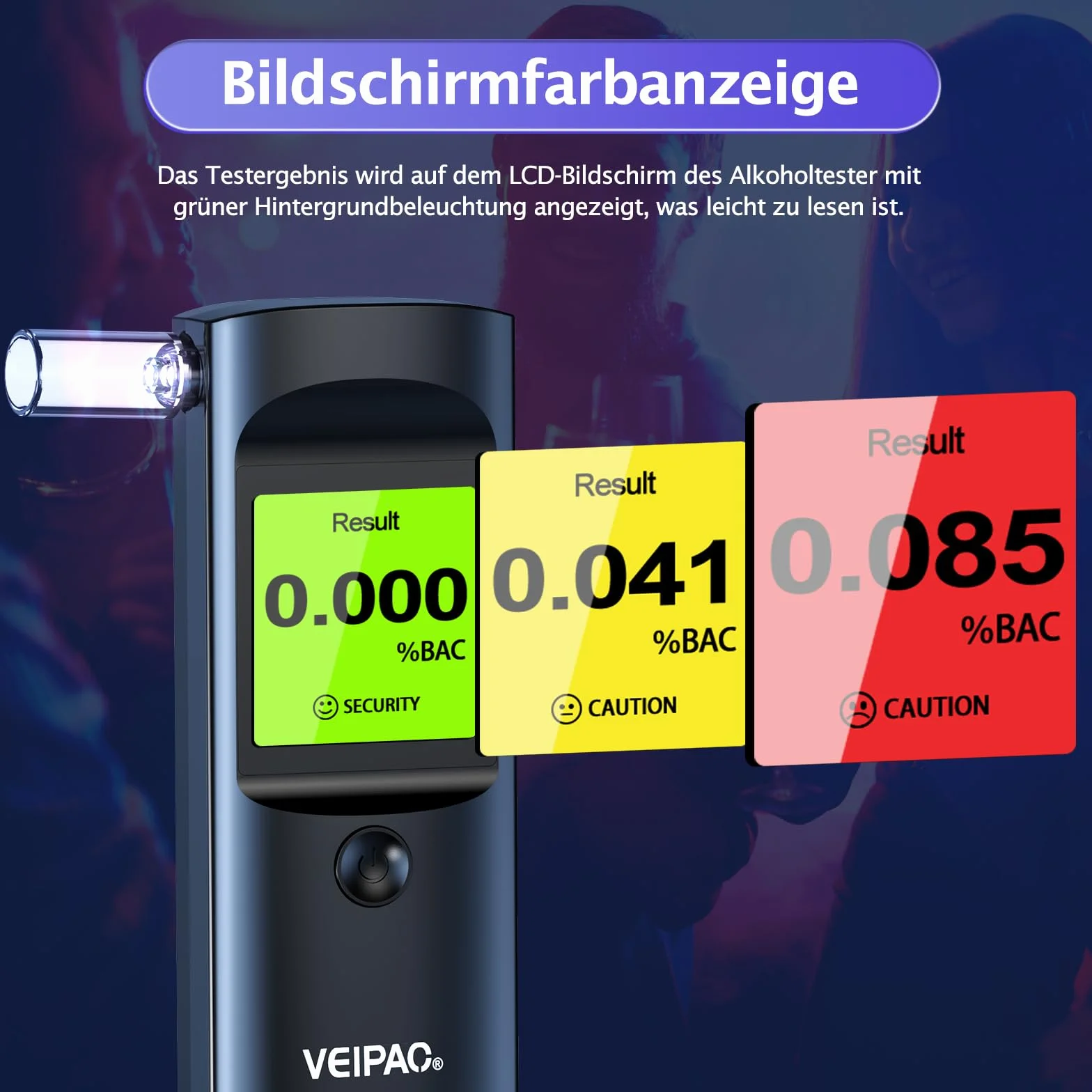 Etilometro Portatile Certificato Alcol Test Professionale Italiano con 11 Boccagli Schermo LCD Digitale Alta Precisione Nero