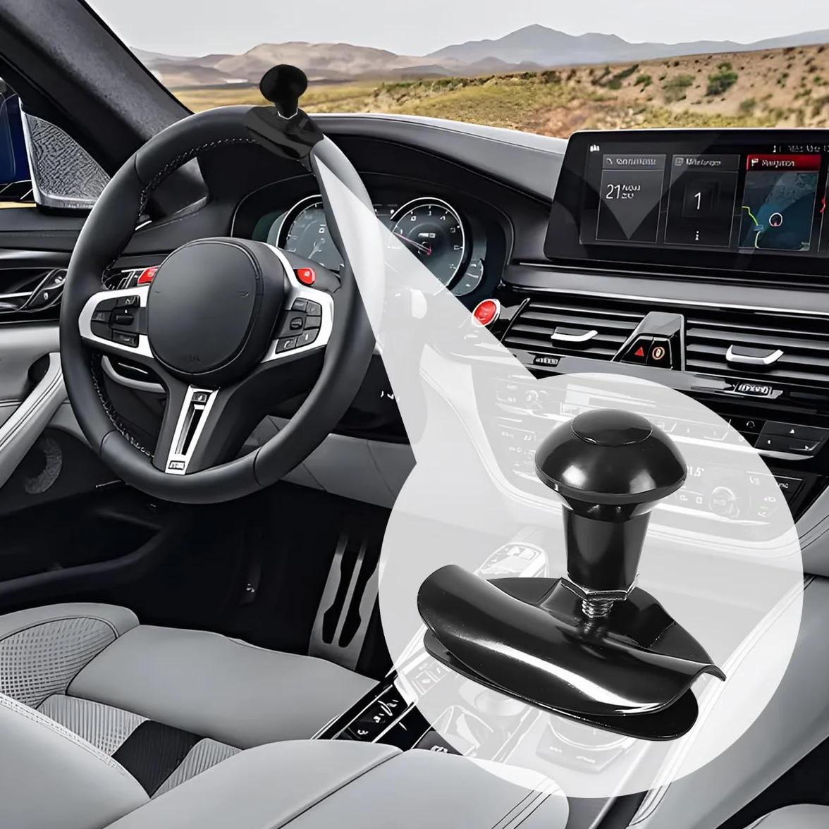 Manopola Universale per Auto Booster, Pomello Volante, Accessori Interni Auto, Trattore, Barca (Nero)