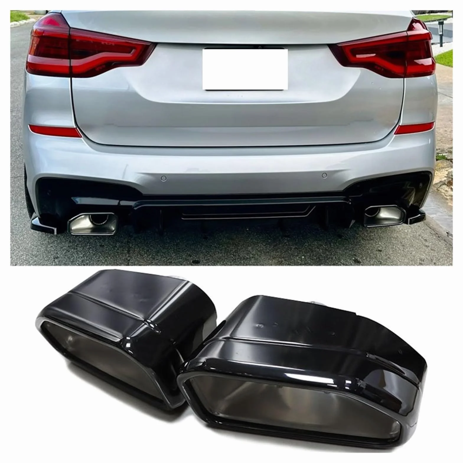 Terminale Di Scarico Per BMW X3 G01 X4 G02 30i 2022 Tubo Scarico Quadrato Nero Suggerimenti Per Marmitta Scarico Per Saldatura Ugello X Series Terminali Scarico Per Auto(Colore:Nero)
