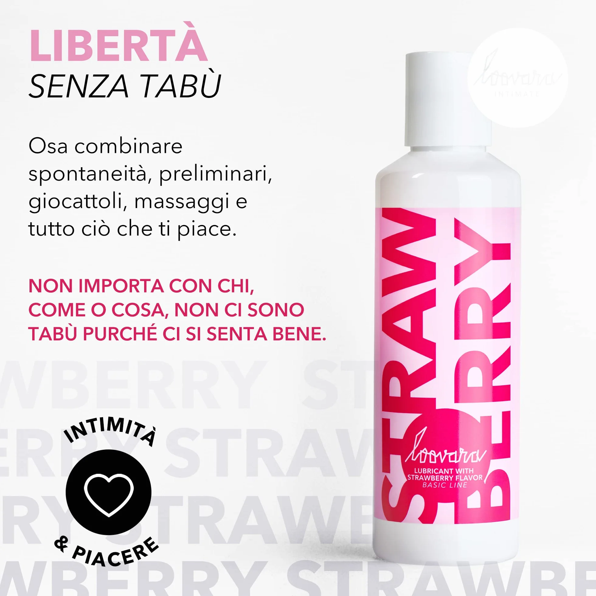 Loovara Gel lubrificante gusto fragola 100 ml - Gel lubrificante commestibile a base d'acqua vegano