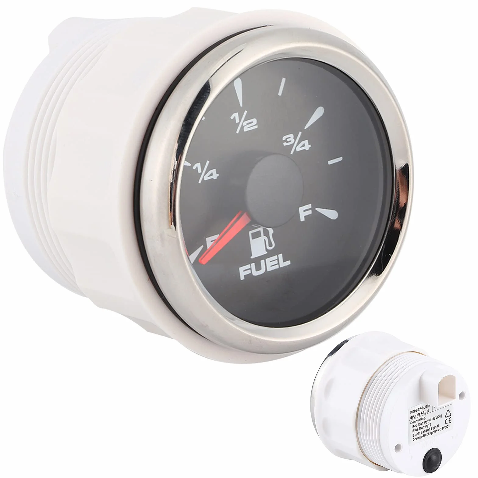 Misuratore di livello del carburante 2 in 1 con display digitale e retroilluminazione a 8 colori, per moto, auto e yacht a 12 V/24 V; misuratore di carburante in vetro antifog in (Copertura argentata