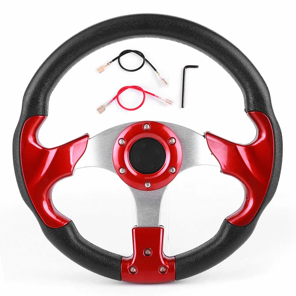 Volante sportivo in fibra di carbonio 320 mm rosso con pulsante clacson