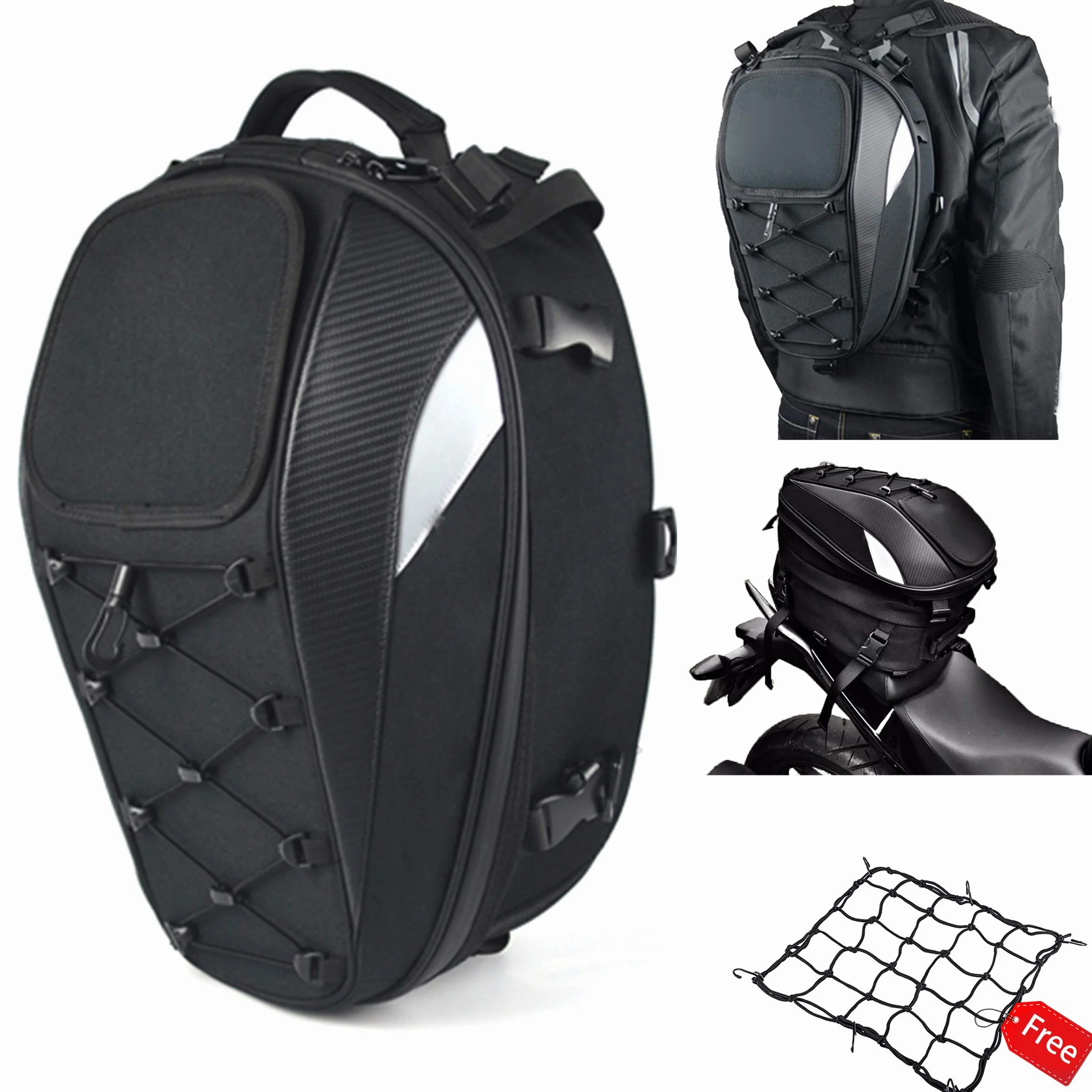 Borsa Sella Moto Posteriore Zaino Casco Doppio Uso