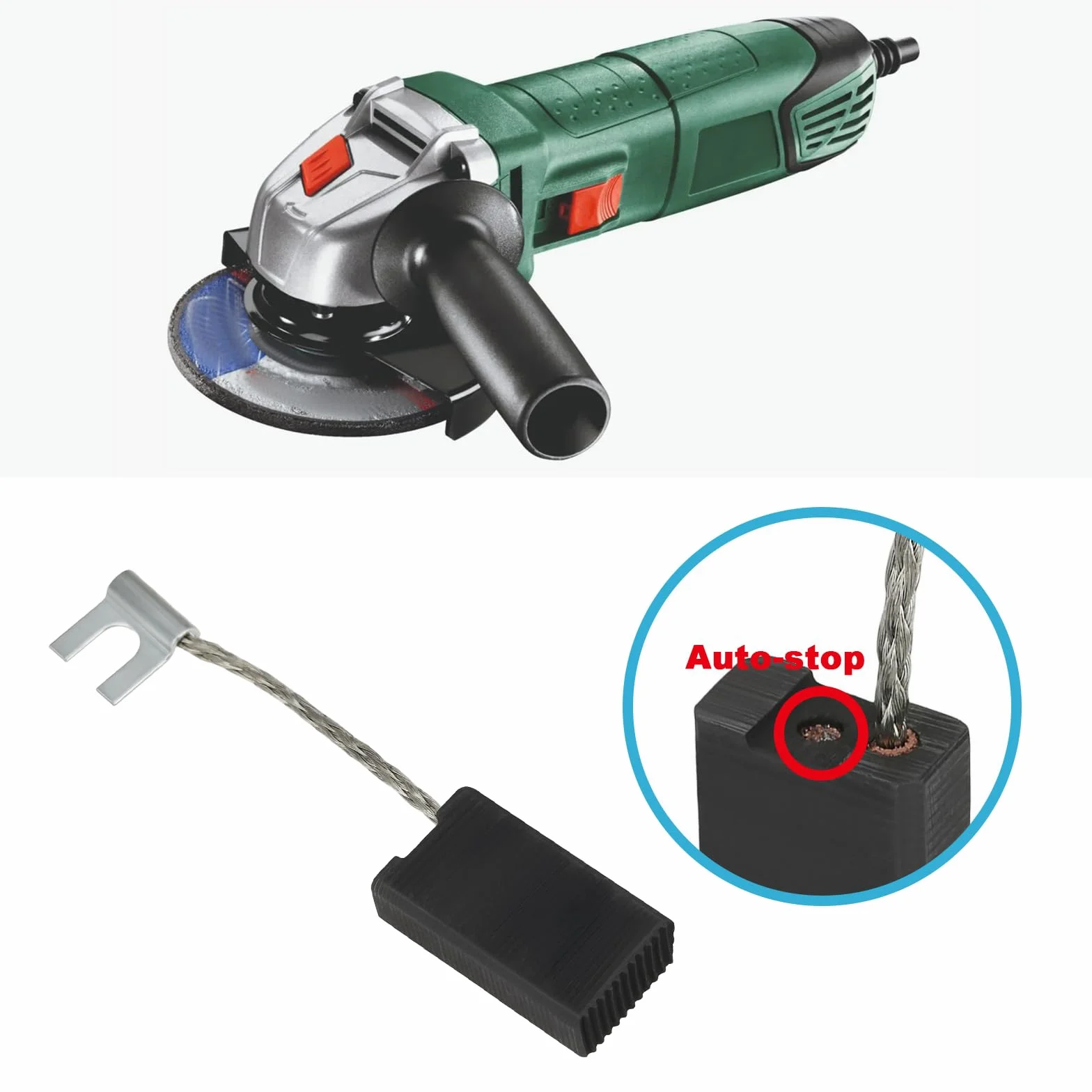 2 Coppie Di Spazzole Di Carbone Auto-arrestanti Per Utensili Elettrici 6,3x12,5x22 Mm Compatibile Con Bosch PWS 6000 PWS 14-180 GPO 12 1518