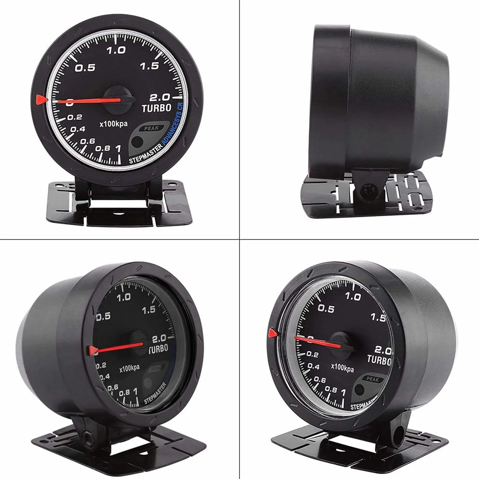 Misuratore di Pressione del Manometro Turbo Boost 0‑200 Kpa Retroilluminazione a LED 60 Mm/2,5 Pollici di Diametro Universale per Auto 12V