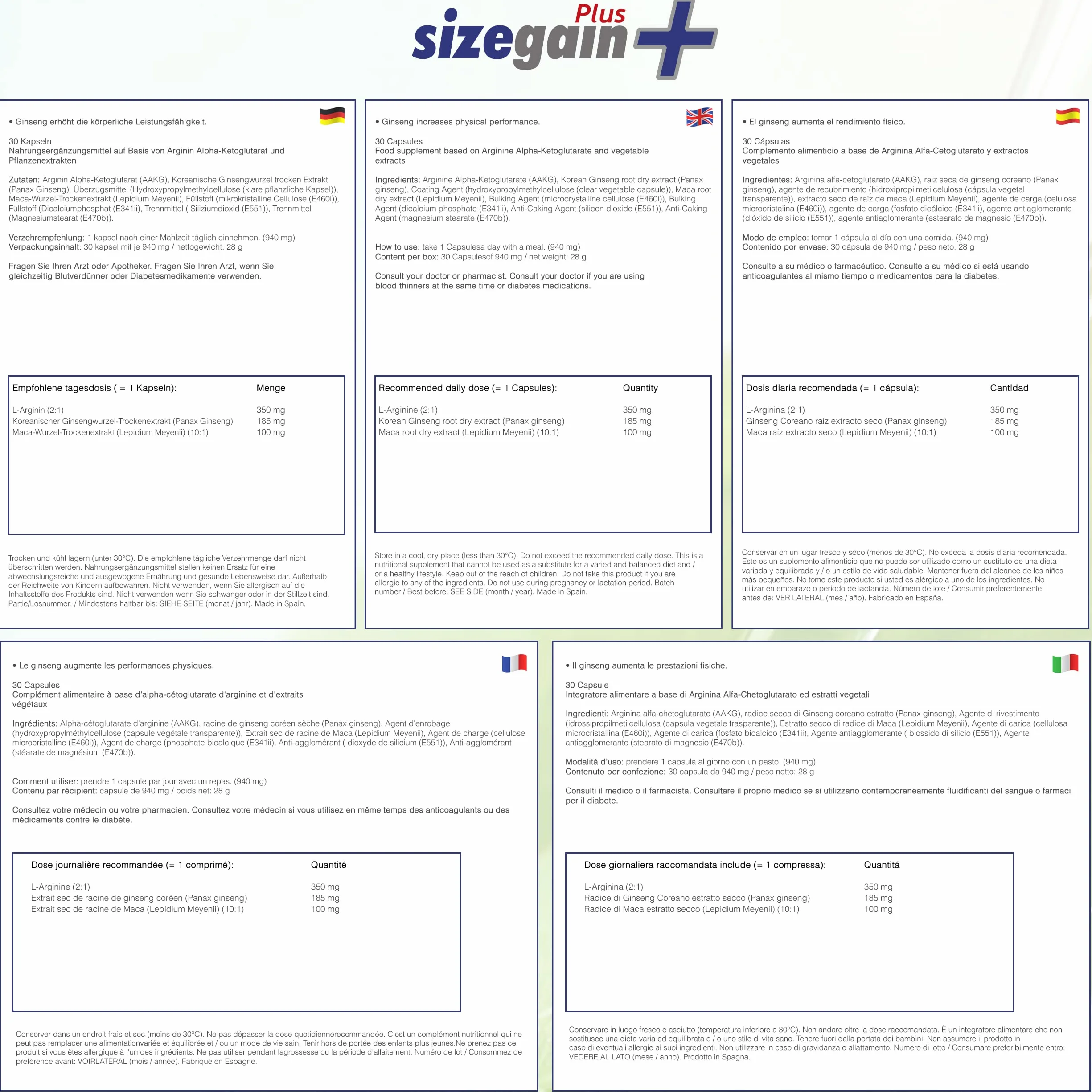 SizeGain Plus Pillole per Allungamento del Pene