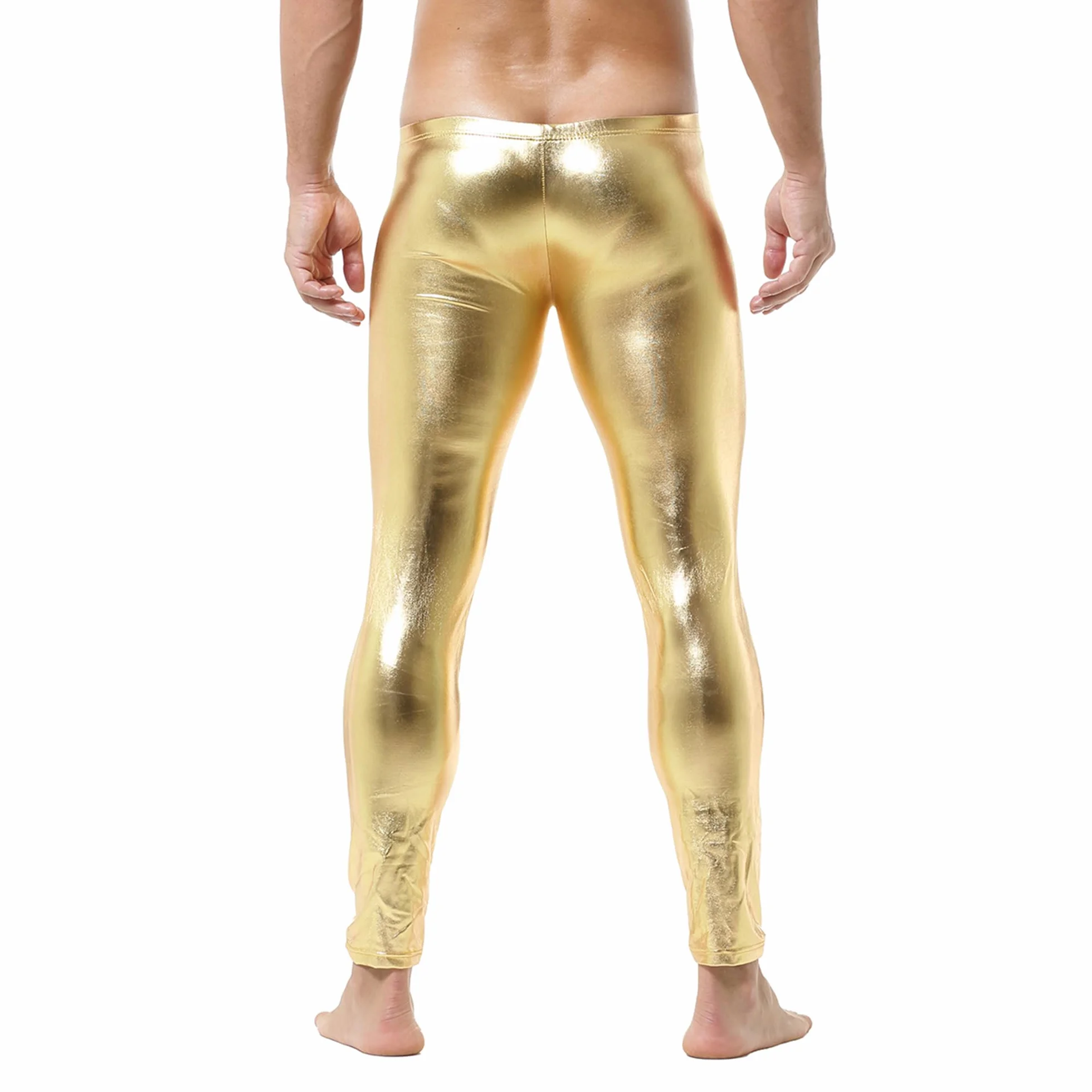 QiaTi Pantaloni aderenti da uomo in similpelle leggings lunghi poliuretano skinny Slim Pants