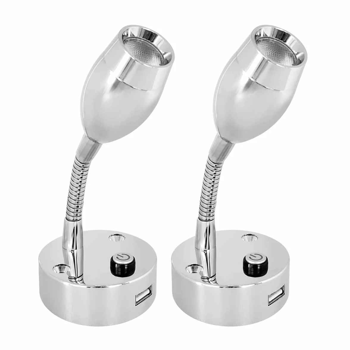 Dream Lighting Lampada da Lettura LED 12V con Presa USB Bicolore Bianco Caldo e Blu per Camper
