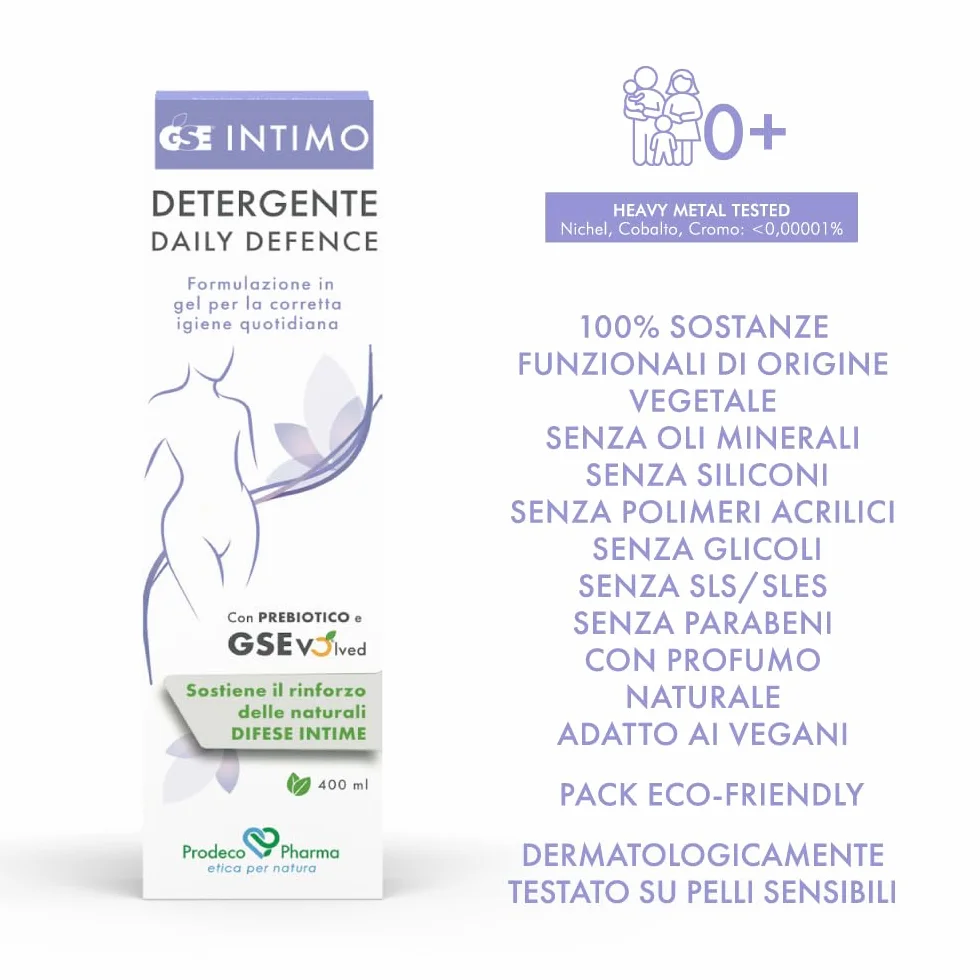 Prodeco Pharma GSE INTIMO Detergente Daily Defence 400 ML Detergente Intimo Gel a Base di Estratti Vegetali