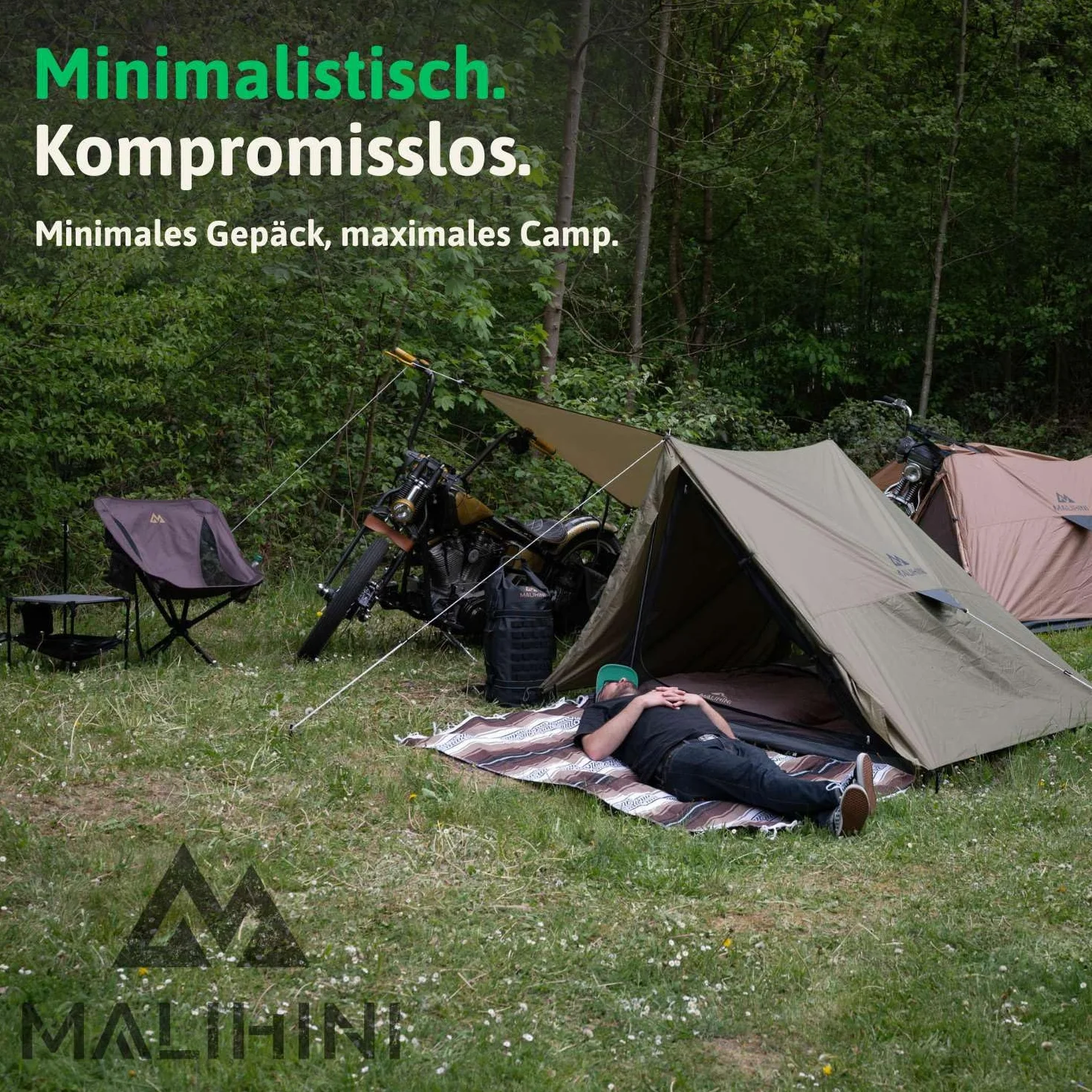 MALIHINI Borsa da moto per sissybar e portapacchi [schienale + MOLLE] 50 l, Dry Bag impermeabile per motociclisti | Sacca e come zaino | Campeggio e borsa da viaggio Bikepacking