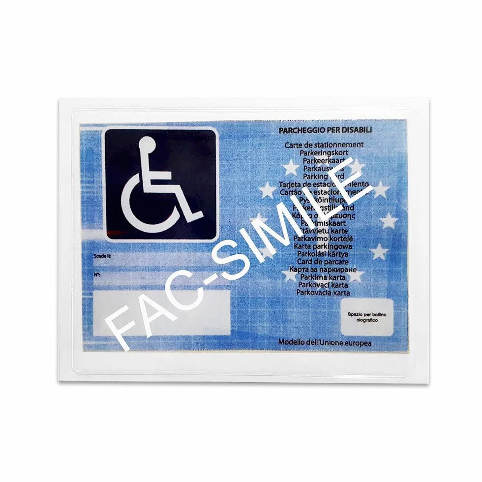 Tasca Porta Contrassegno Parcheggio Disabili in Plastica 12x16 cm Blu