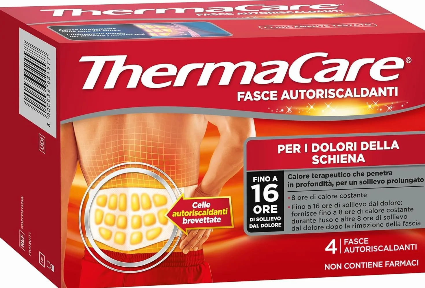 ThermaCare Schiena 4 Fasce Autoriscaldanti Monouso Calore Terapeutico Dolori Schiena 8 Ore
