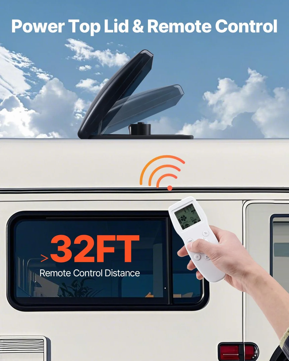 VEVOR Camper Ventilatore di Sfiato da 35,6 cm 12V 10 Velocità Telecomando Motore CC