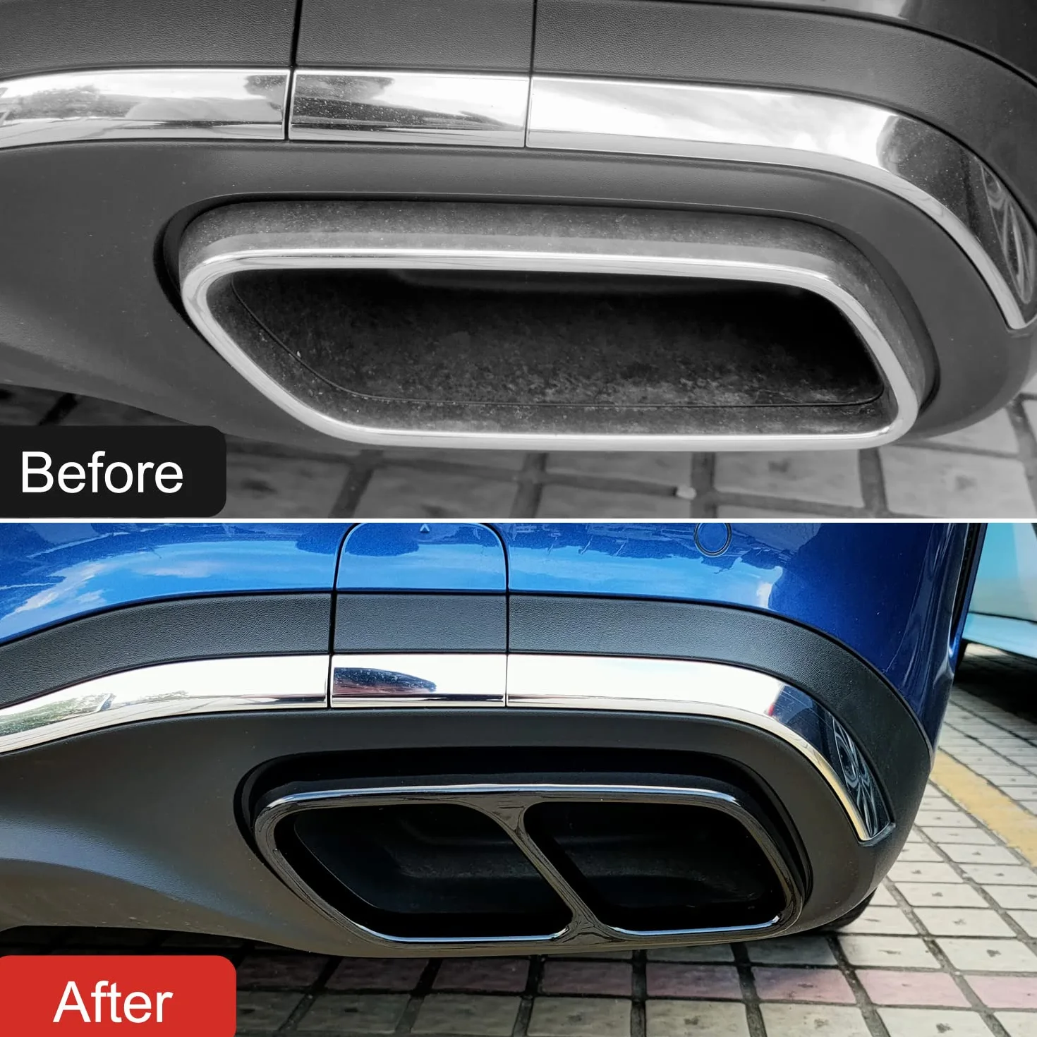 Diffusore di scarico cromato acciaio inox 2 pezzi nero per Classe C W206 T S206 AMG Line 2022