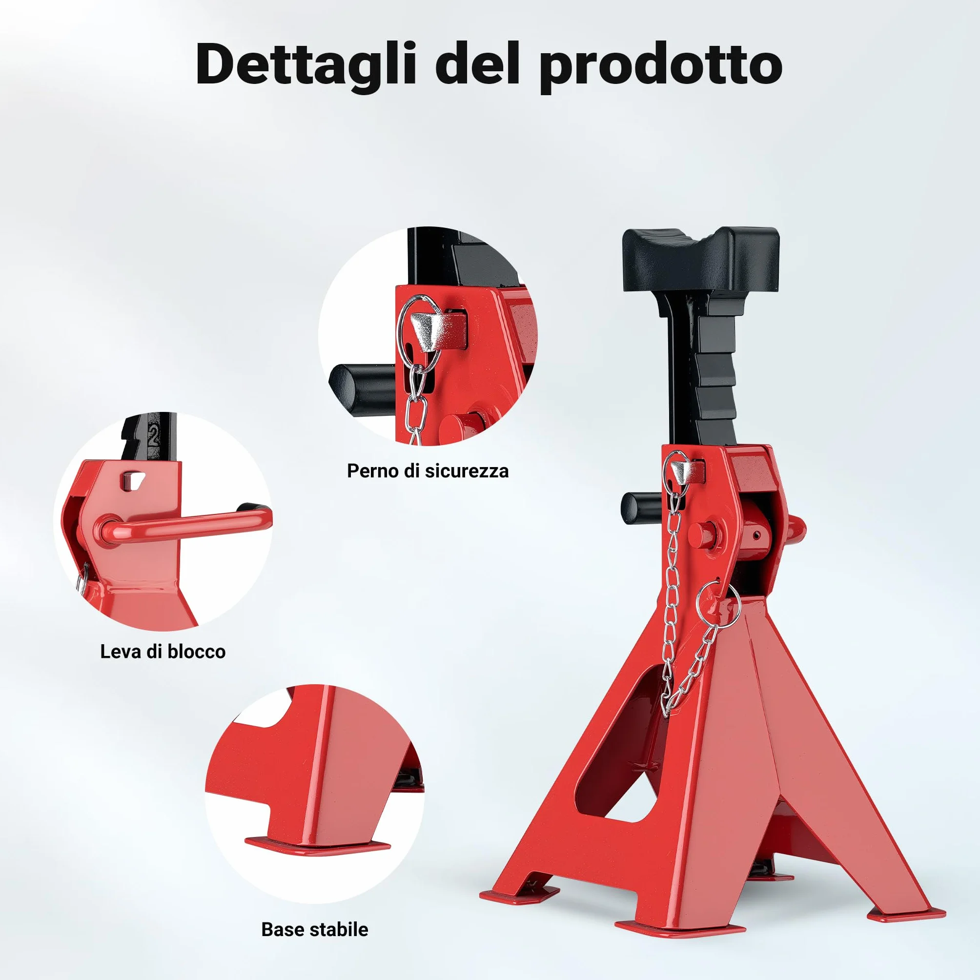 Wiltec 2 Cavalletti Auto 2 Tonnellate Altezza Sollevamento 28-42,5 cm Protezione Gomma Perno Sicurezza