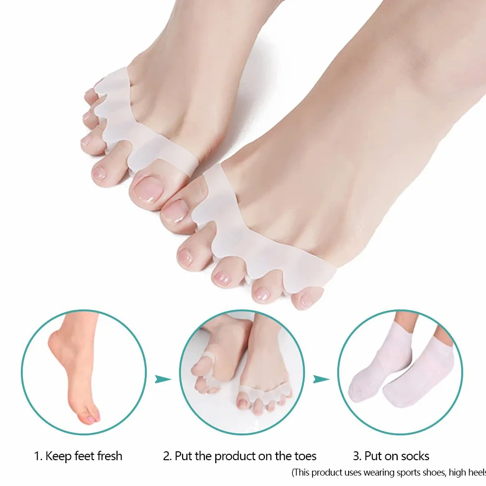 Separatore Dita Piede 4 Pezzi Silicone Distanziatore Dita Piedi Toe Spacer per Alluce Valgo
