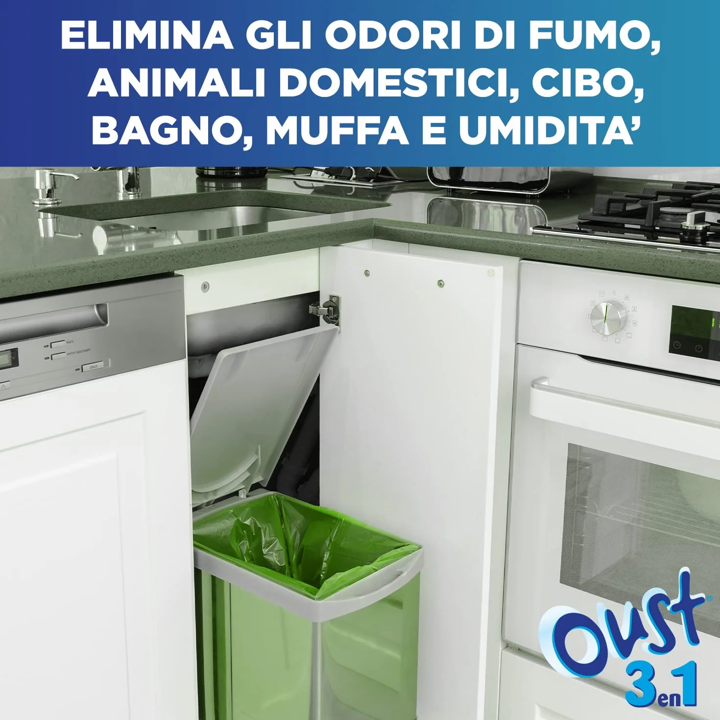 OUST 3in1 Spray Elimina Odori Disinfettante 3x400ml