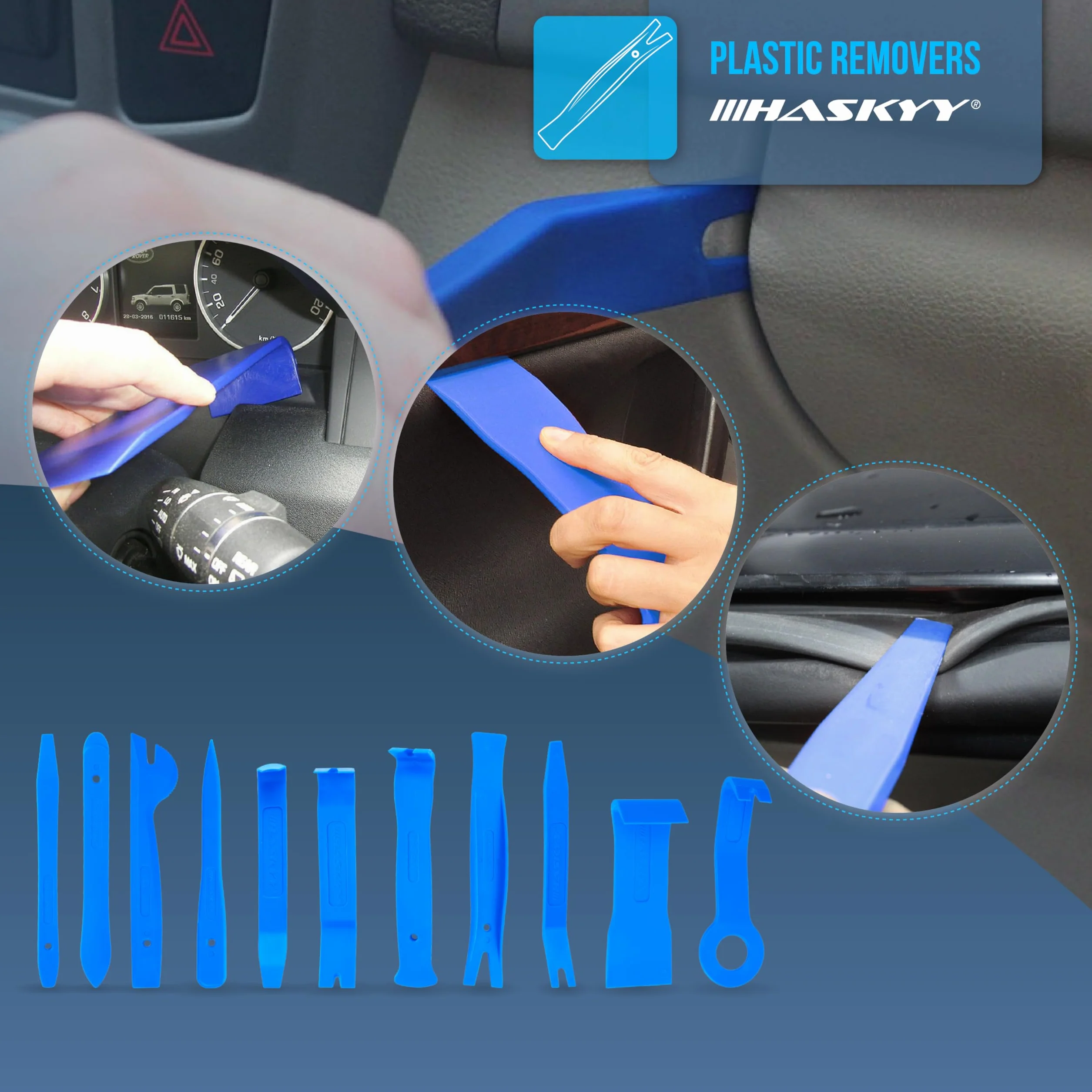 HASKYY Attrezzi Smontaggio Auto Set 24 pz, Leve per Rivestimenti, Estrattore Clip, Utensili Plastica