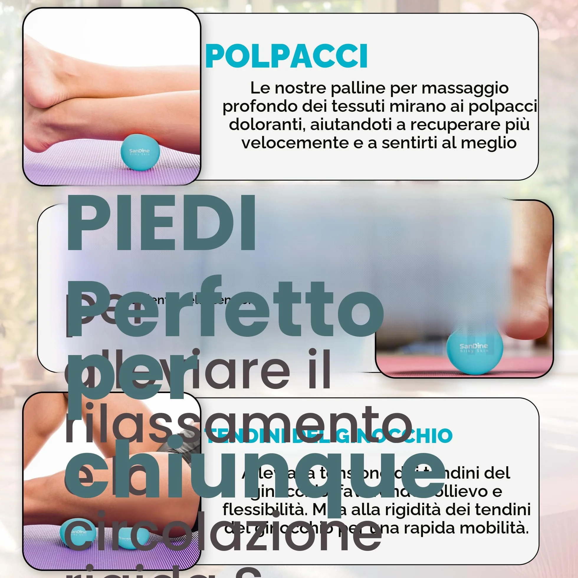 Sandine Palline da massaggio Lacrosse per massaggio profondo dei tessuti, allevia tensione e dolore muscolare