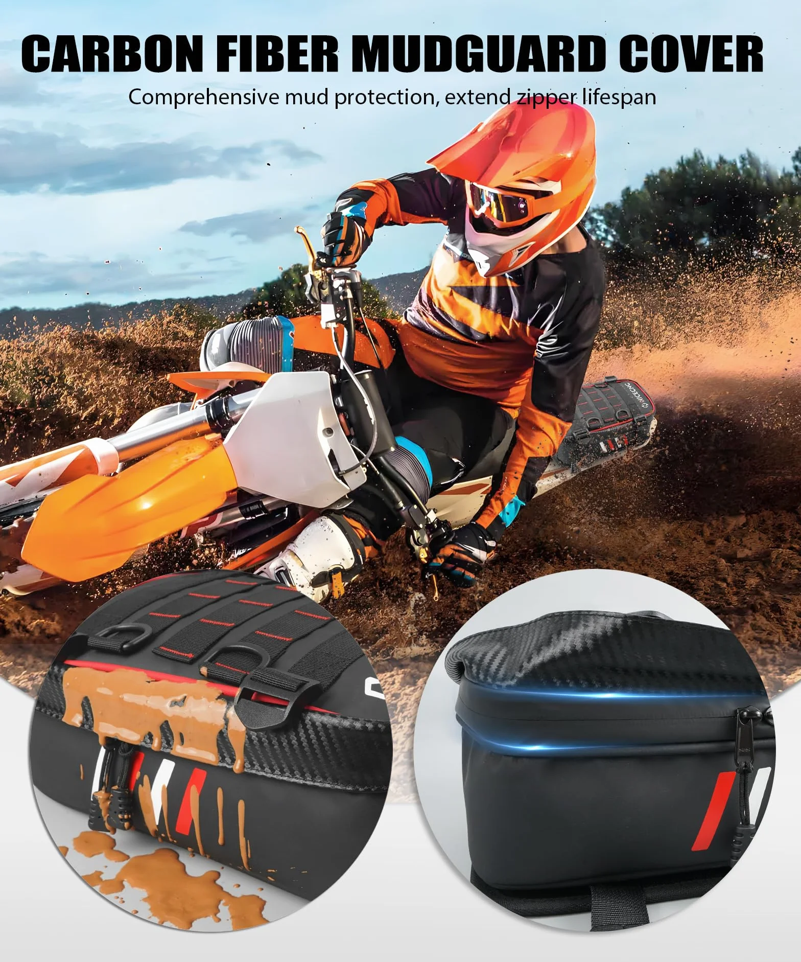 NICECNC Borsa Fender posteriore impermeabile per Dirt Bike Motocross Tool Organizzatore universale