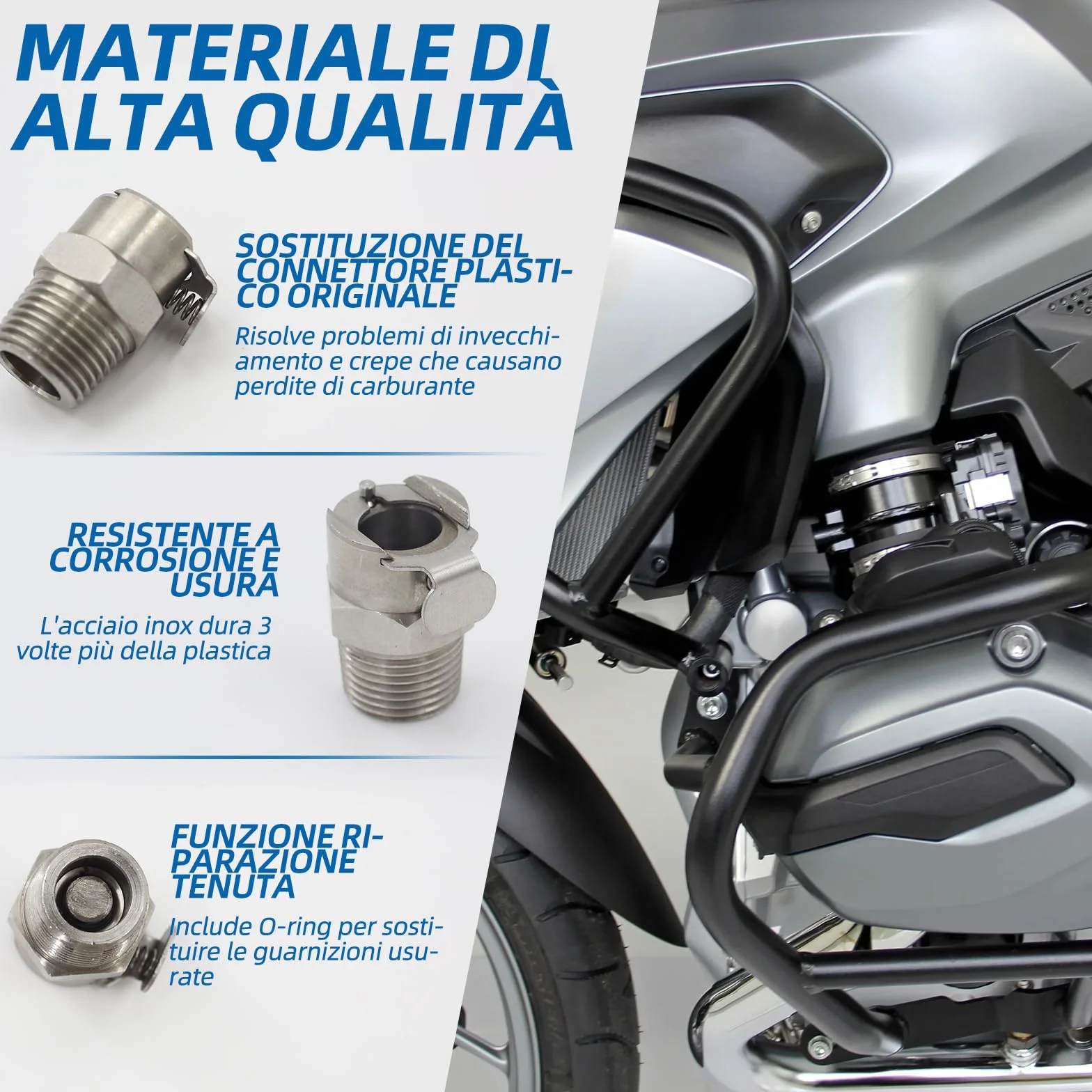 Kit riparazione attacco rapido pompa carburante metallo BMW R1200GS R1200R R1200RT K1200R K1200S K1200GT 3/8 pollice