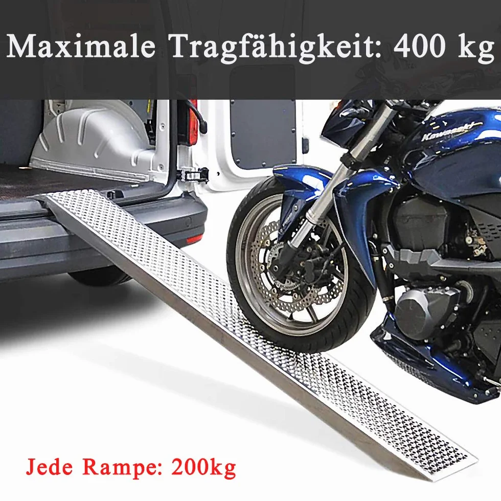 FIVMEN 2 rampe di carico per auto, portata: 400 kg, in acciaio zincato, per moto, ATV, rimorchi, auto, argento, 160 cm