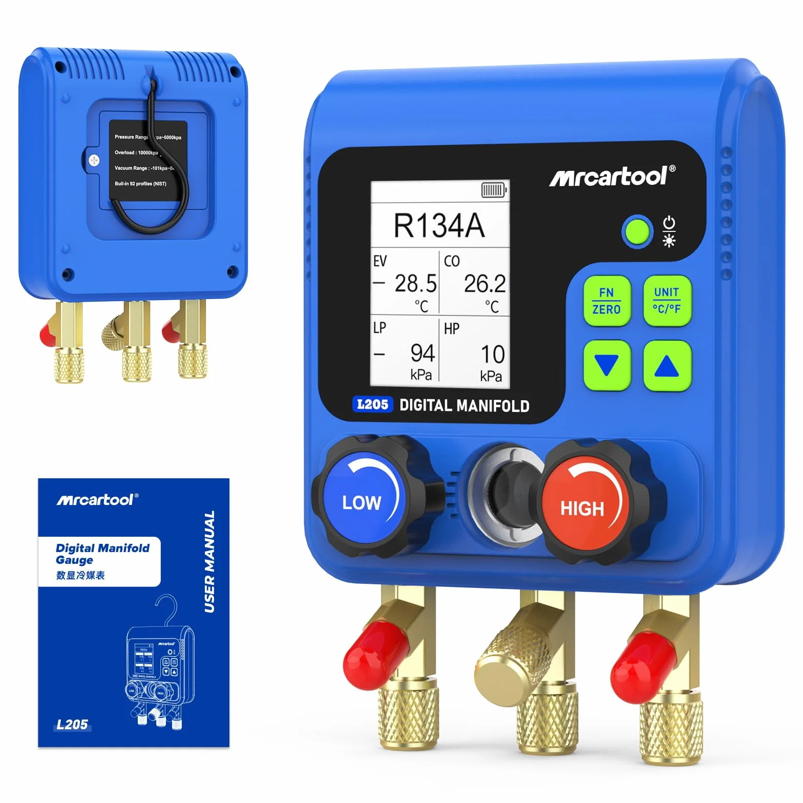 MRCARTOL Kältemittel Distributore digitale per climatizzatori 92 refrigeranti display HVAC R134A R32 R410A