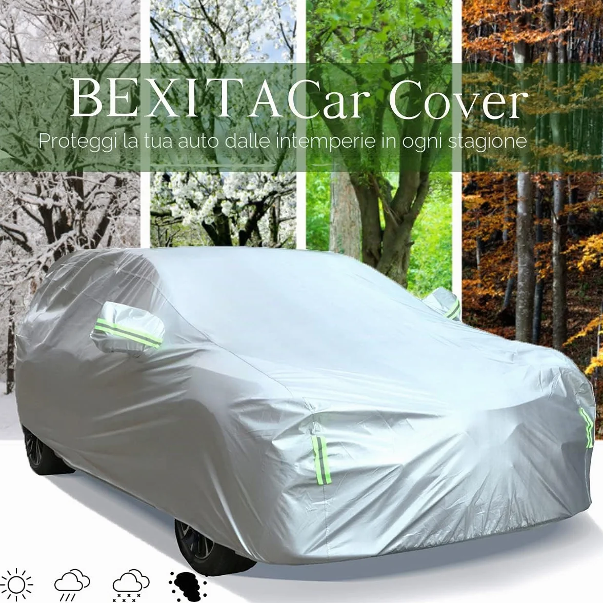 Telo Copriauto SUV Impermeabile Invernale Esterno Stagioni Antivento Antineve Protezione UV Auto Copriauto per SUV; Taglia L: Max 485cm