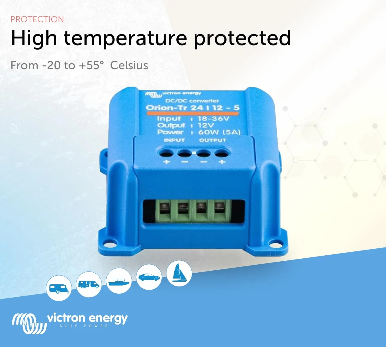 Victron Energy Orion-Tr IP43 24/12-Volt 5 amp 60-Watt Convertitore DC/DC, Non isolato