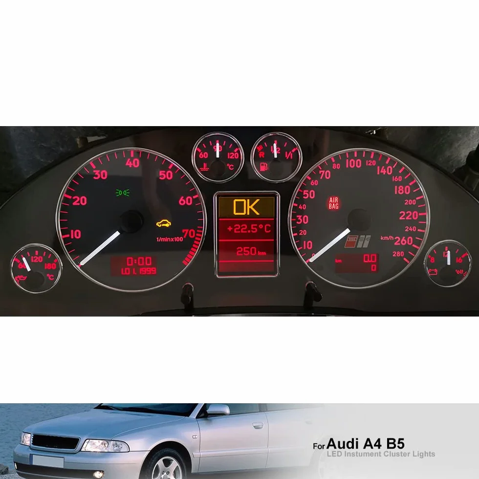 B8.4 LED Cruscotto Indicatore Pannello Strumenti Spia per Audi A4 B5 A3 8L 10 Pezzi